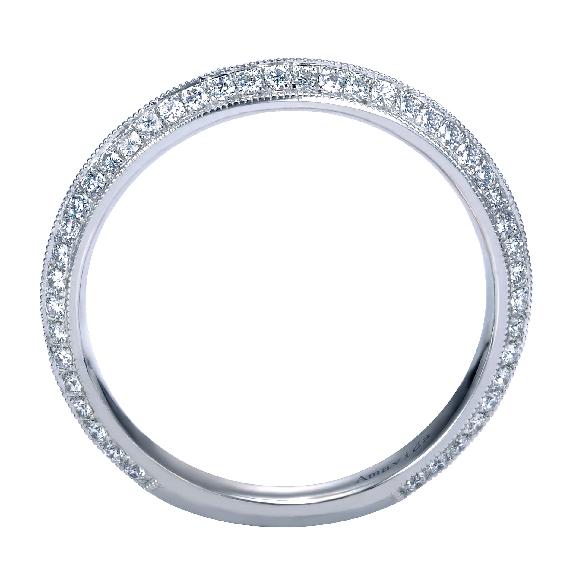 18k White Gold Diamond Straight Wedding Band angle 2 18k White Gold Diamond Straight Wedding Band angle 2
