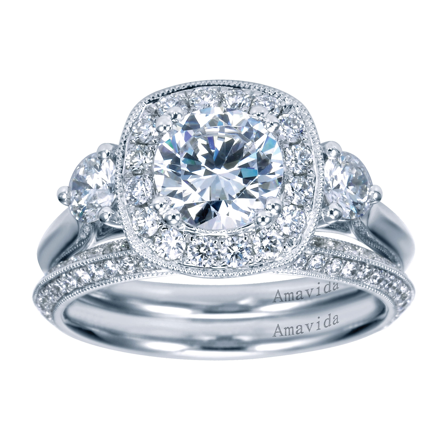 18k White Gold Diamond Straight Wedding Band angle 4 18k White Gold Diamond Straight Wedding Band angle 4