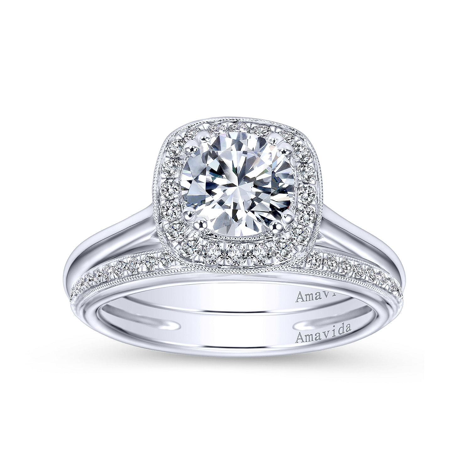 18k White Gold Diamond Straight Wedding Band angle 4 18k White Gold Diamond Straight Wedding Band angle 4