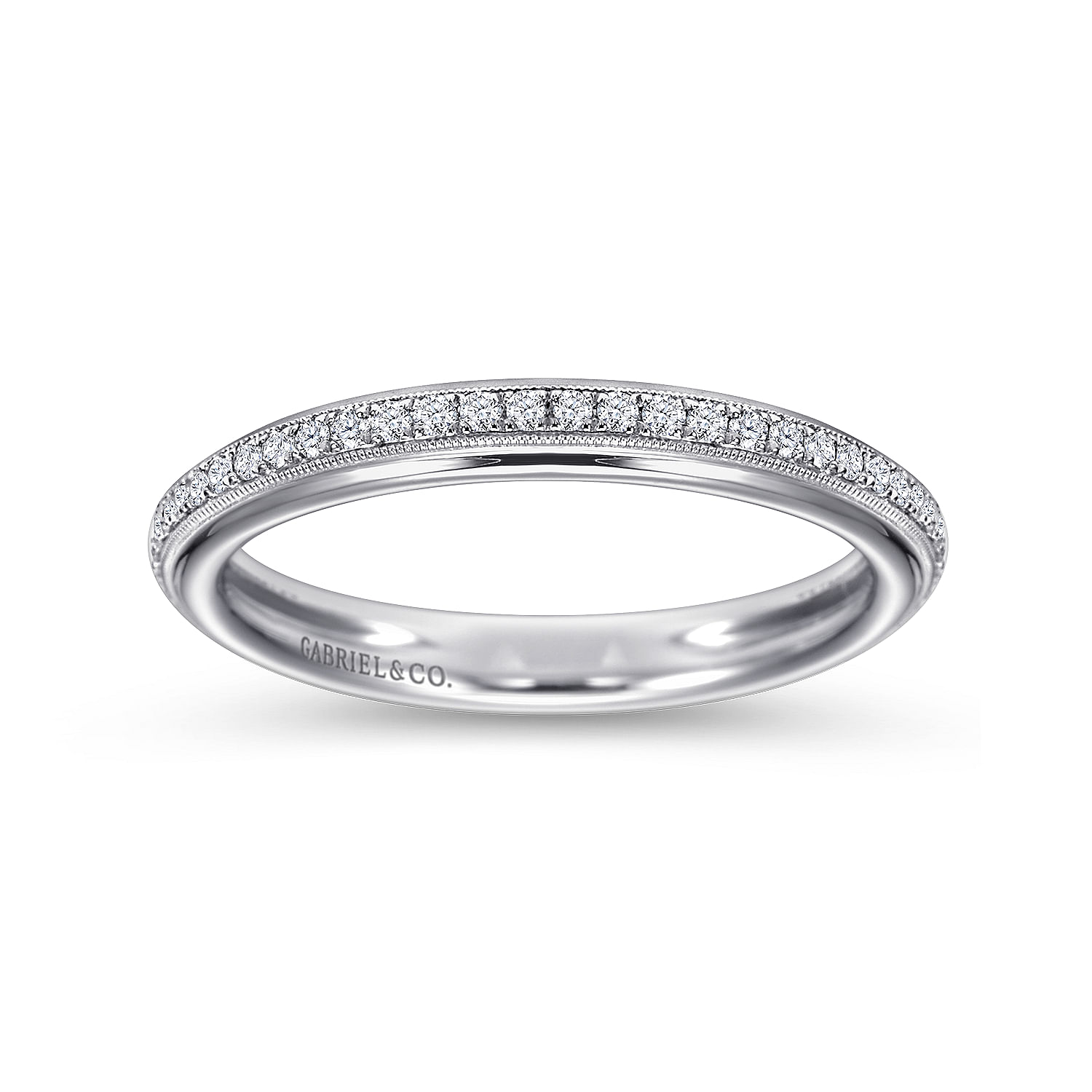 18k White Gold Diamond Straight Wedding Band angle 5 18k White Gold Diamond Straight Wedding Band angle 5