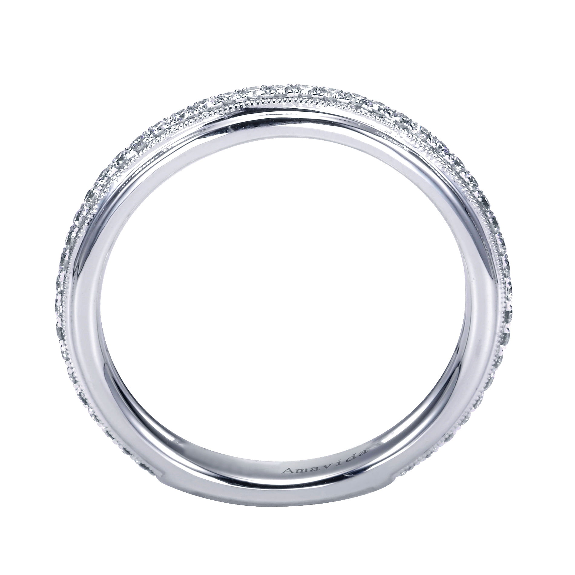 18k White Gold Diamond Straight Wedding Band angle 2 18k White Gold Diamond Straight Wedding Band angle 2