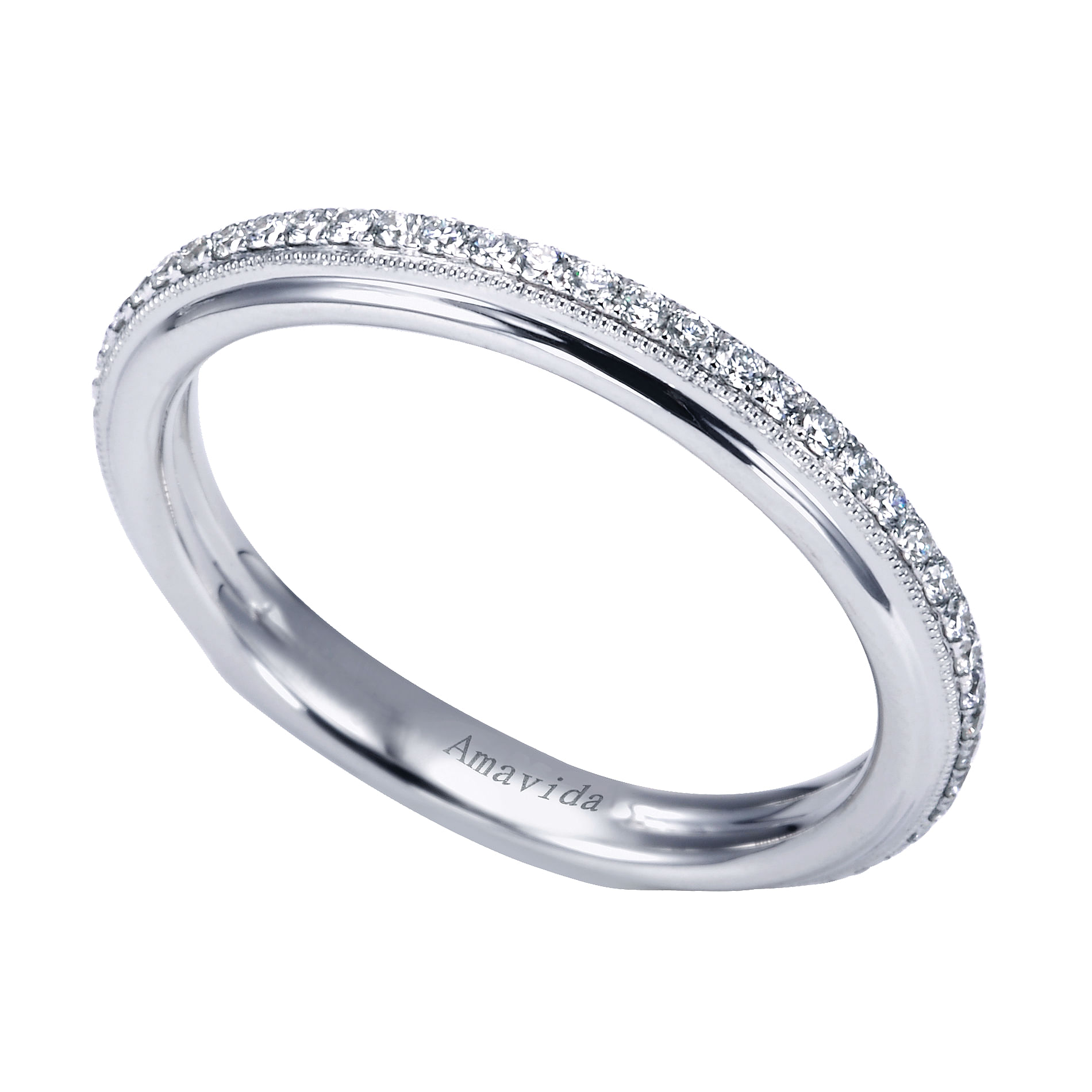 18k White Gold Diamond Straight Wedding Band angle 3 18k White Gold Diamond Straight Wedding Band angle 3