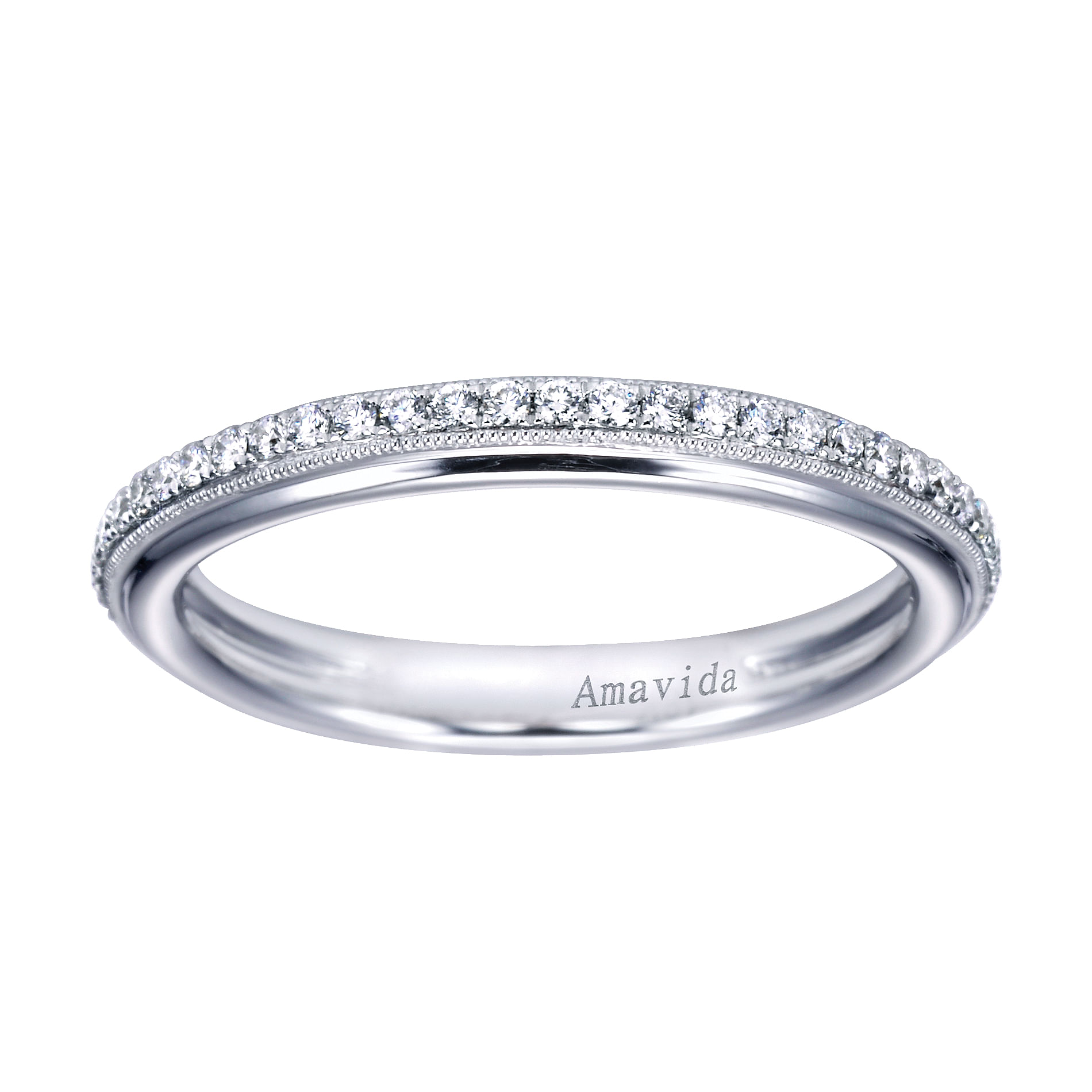 18k White Gold Diamond Straight Wedding Band angle 5 18k White Gold Diamond Straight Wedding Band angle 5