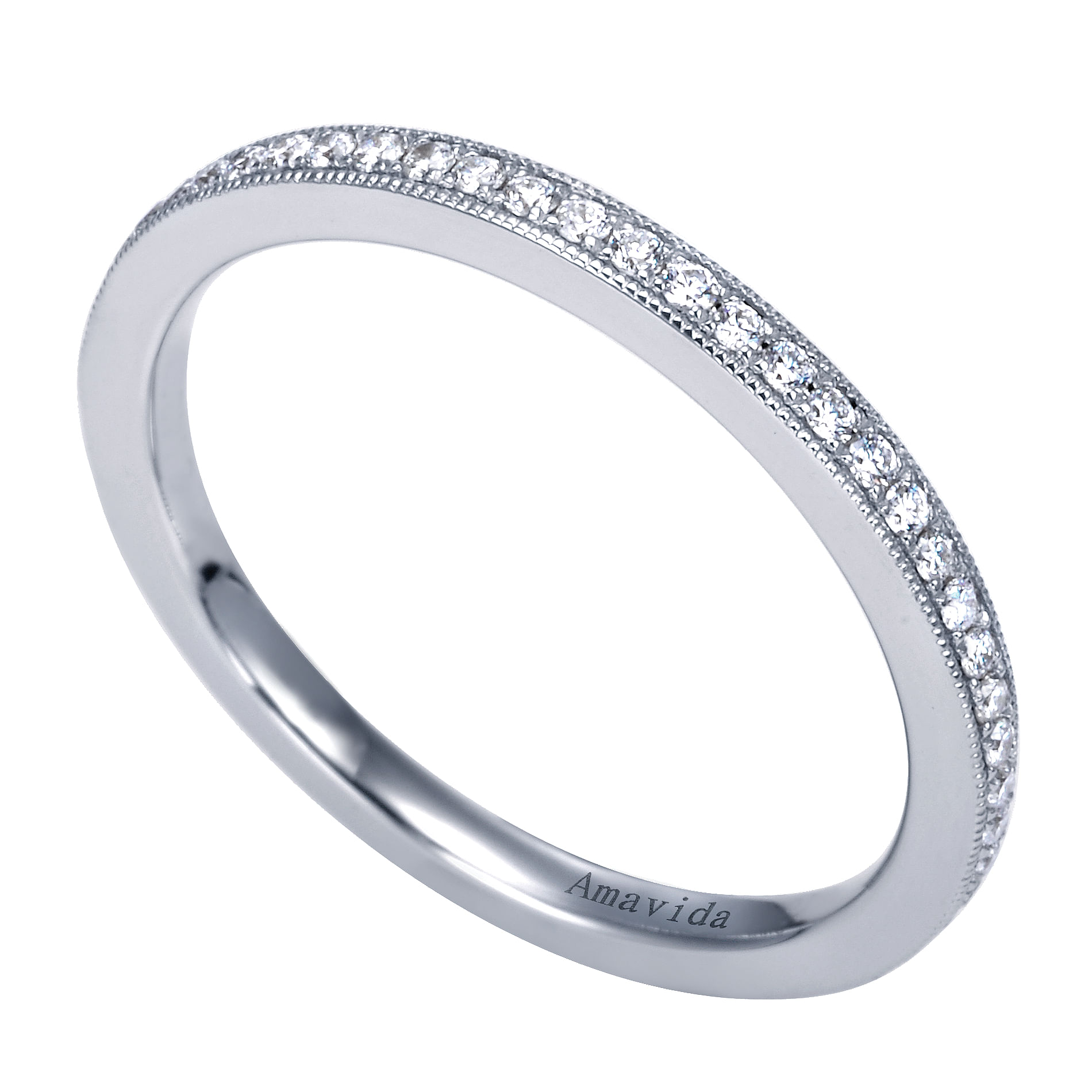 18k White Gold Diamond Straight Wedding Band angle 3 18k White Gold Diamond Straight Wedding Band angle 3