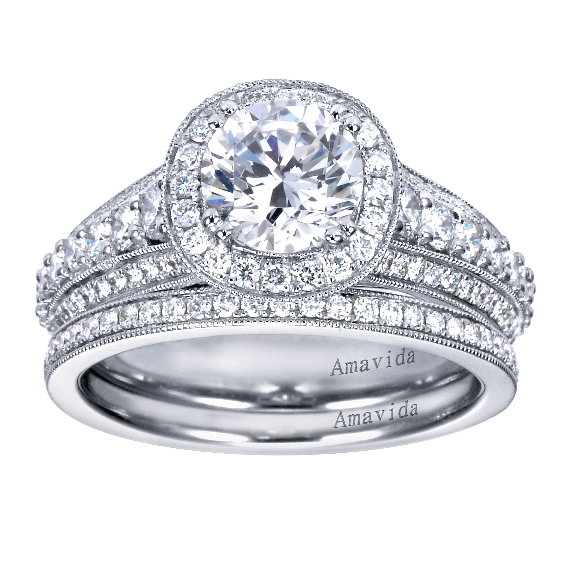 18k White Gold Diamond Straight Wedding Band angle 4 18k White Gold Diamond Straight Wedding Band angle 4