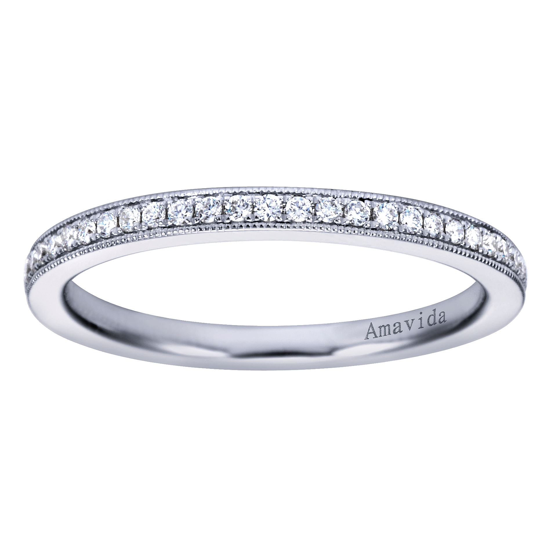 18k White Gold Diamond Straight Wedding Band angle 5 18k White Gold Diamond Straight Wedding Band angle 5