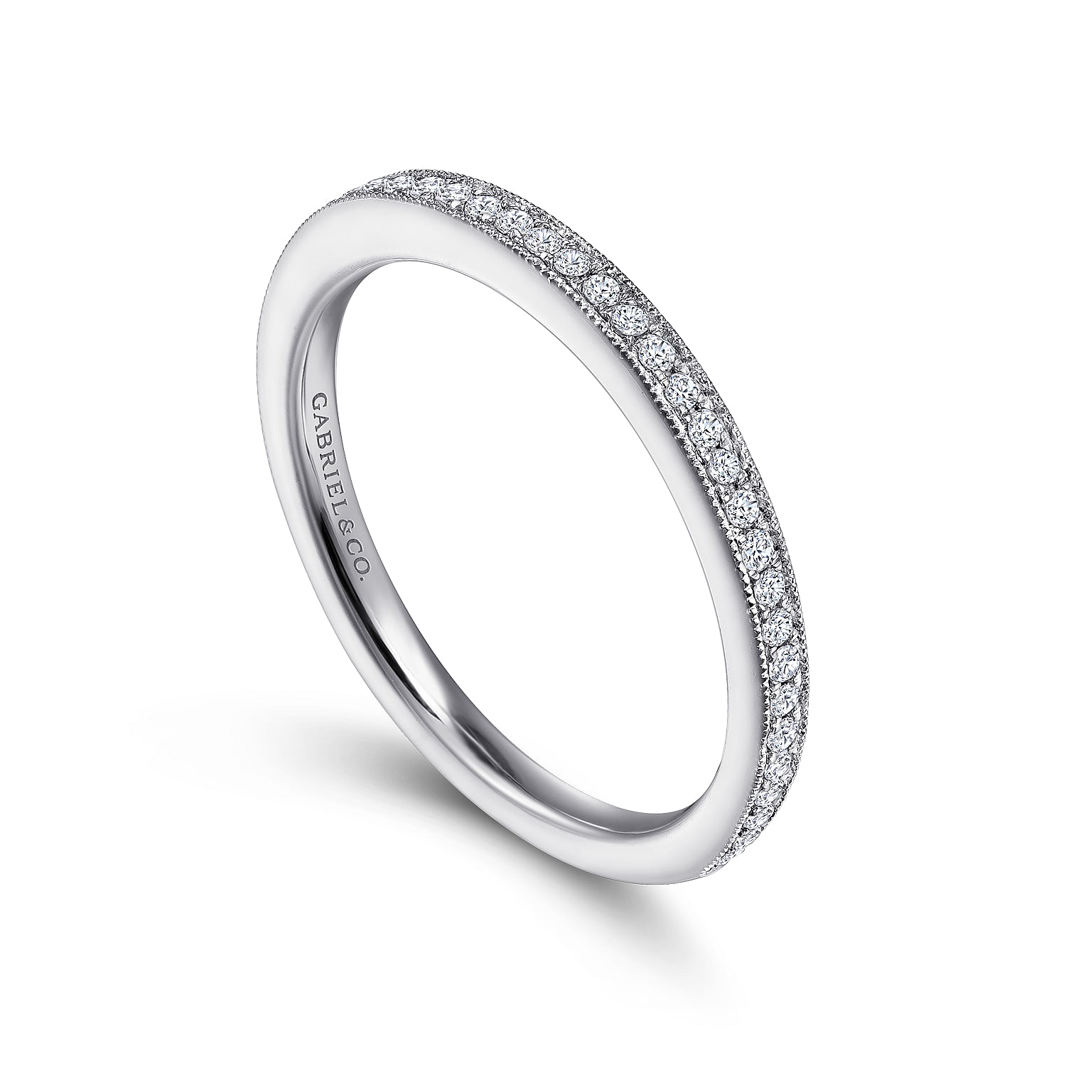18k White Gold Diamond Straight Wedding Band angle 3 18k White Gold Diamond Straight Wedding Band angle 3