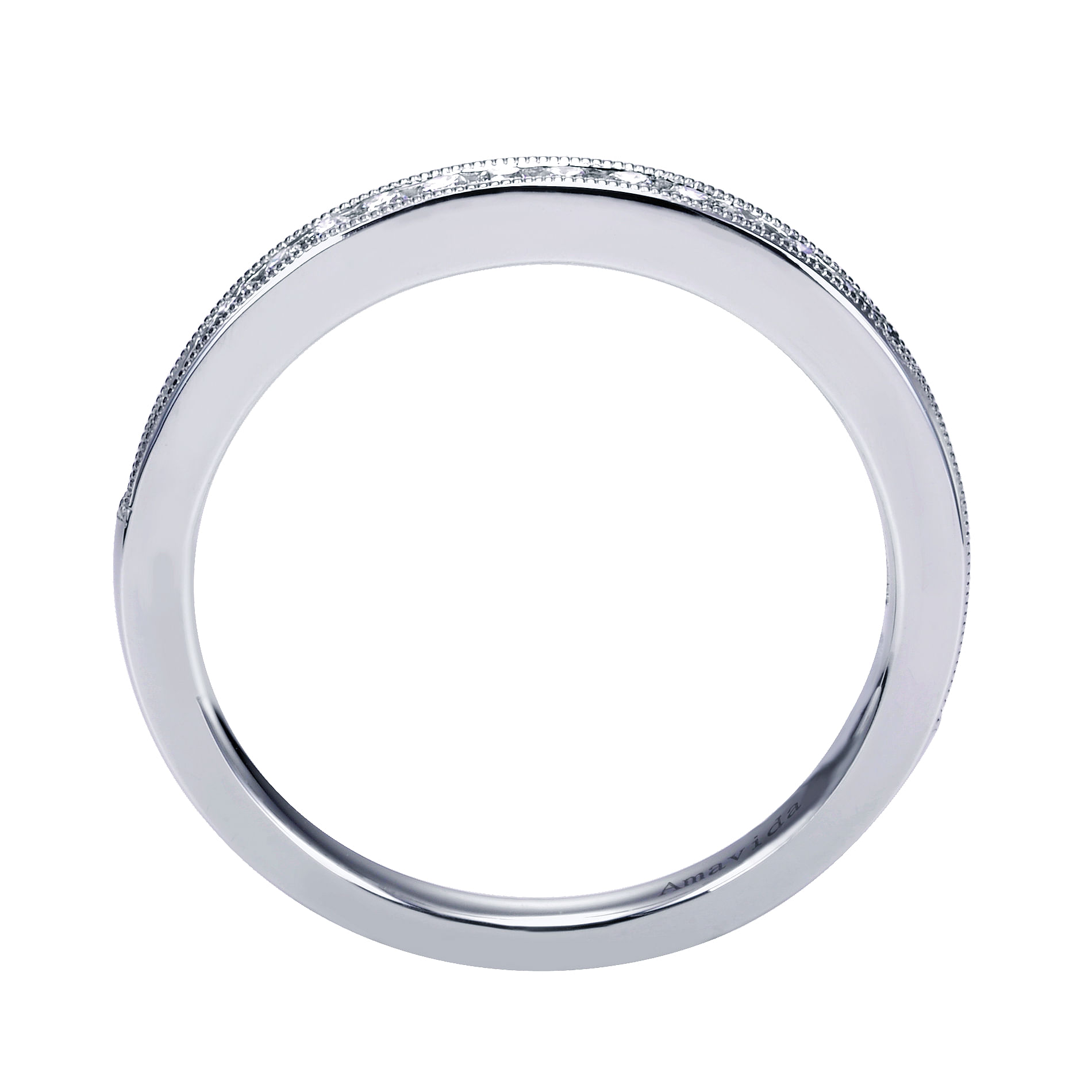18k White Gold Diamond Straight Wedding Band angle 2 18k White Gold Diamond Straight Wedding Band angle 2