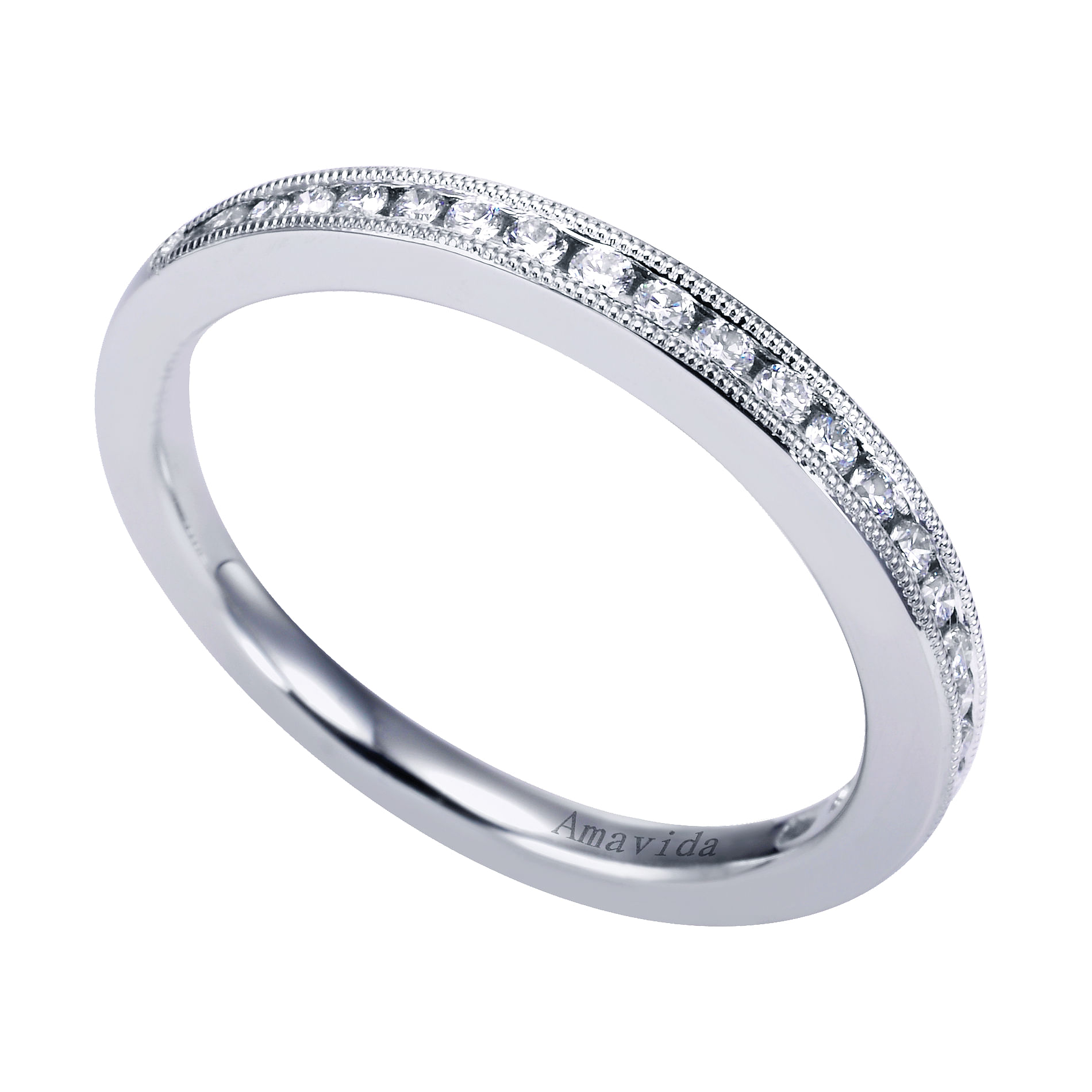 18k White Gold Diamond Straight Wedding Band angle 3 18k White Gold Diamond Straight Wedding Band angle 3