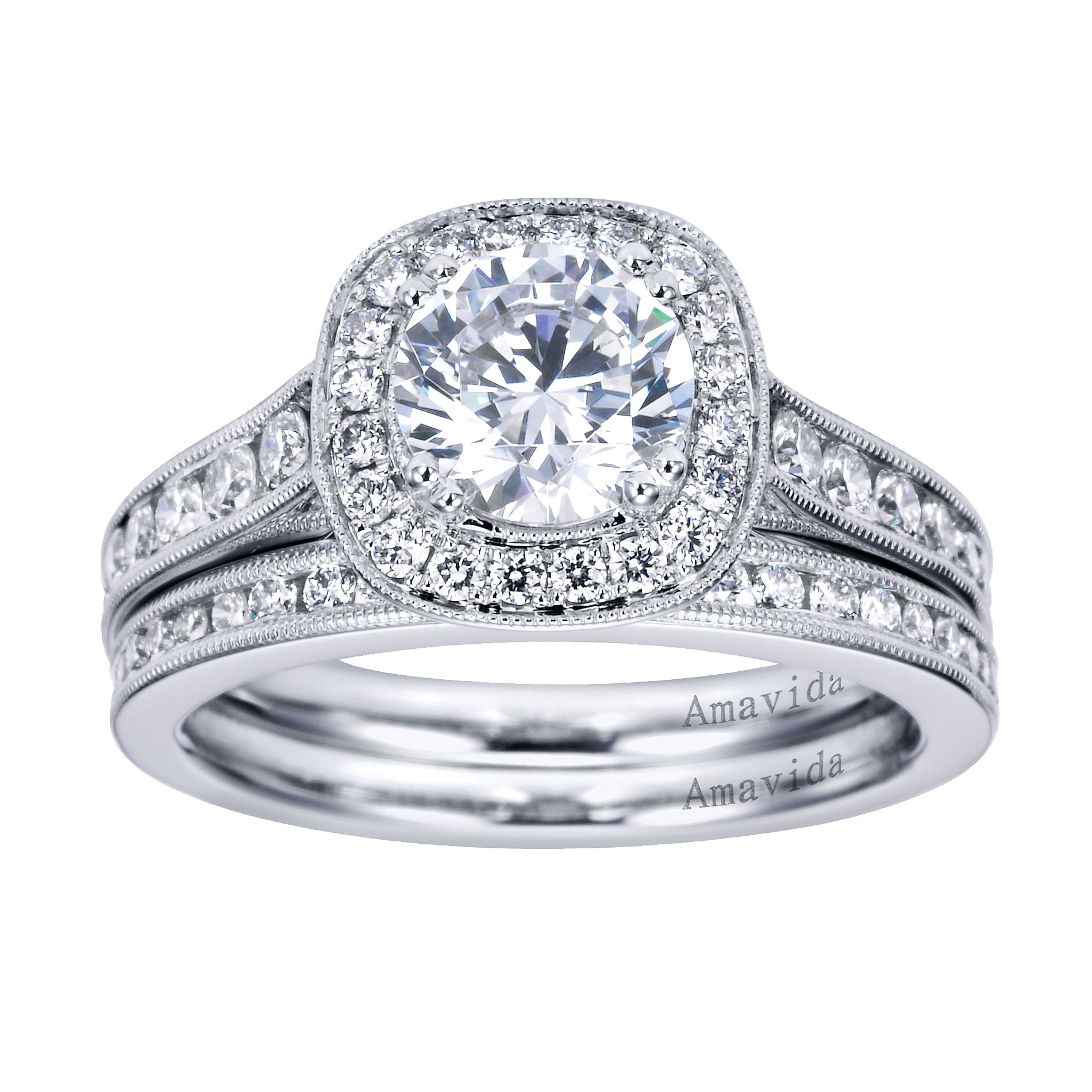 18k White Gold Diamond Straight Wedding Band angle 4 18k White Gold Diamond Straight Wedding Band angle 4