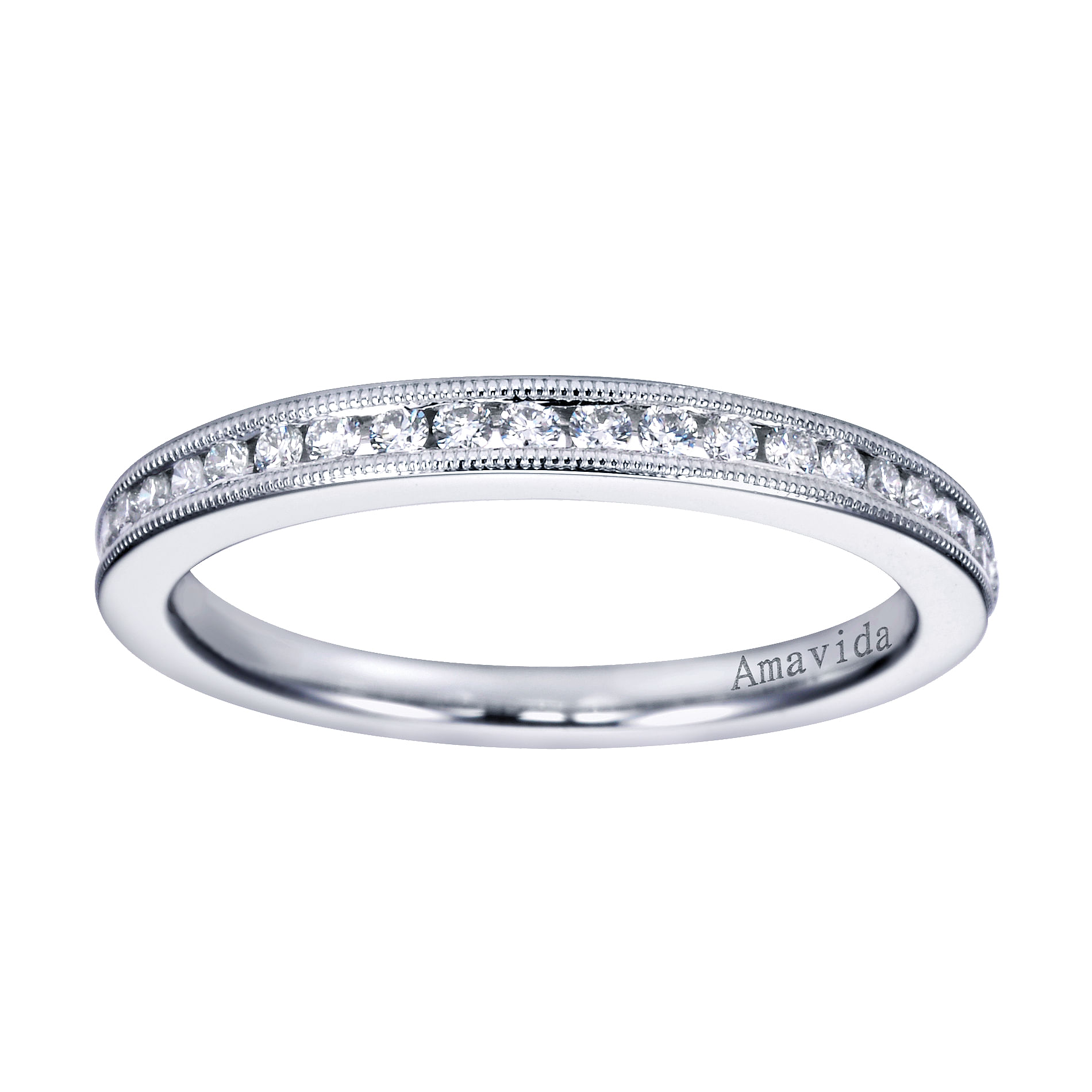 18k White Gold Diamond Straight Wedding Band angle 5 18k White Gold Diamond Straight Wedding Band angle 5