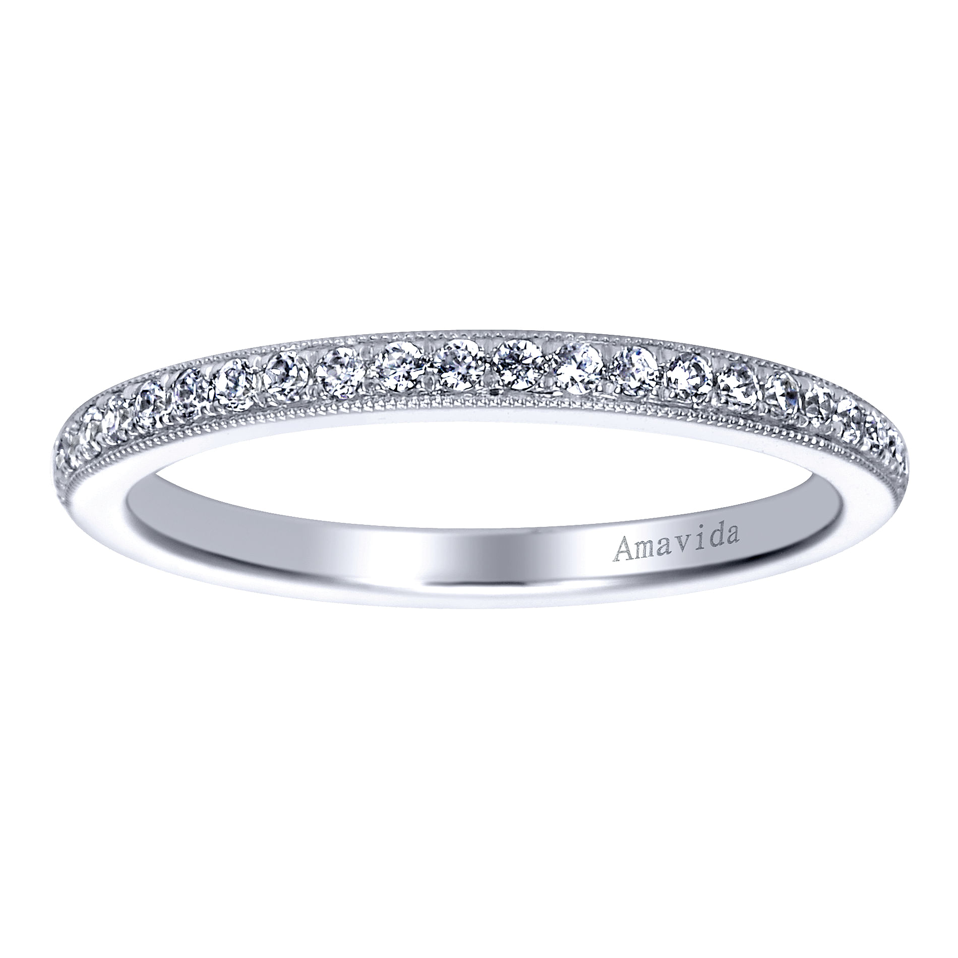 18k White Gold Diamond Straight Wedding Band angle 5 18k White Gold Diamond Straight Wedding Band angle 5