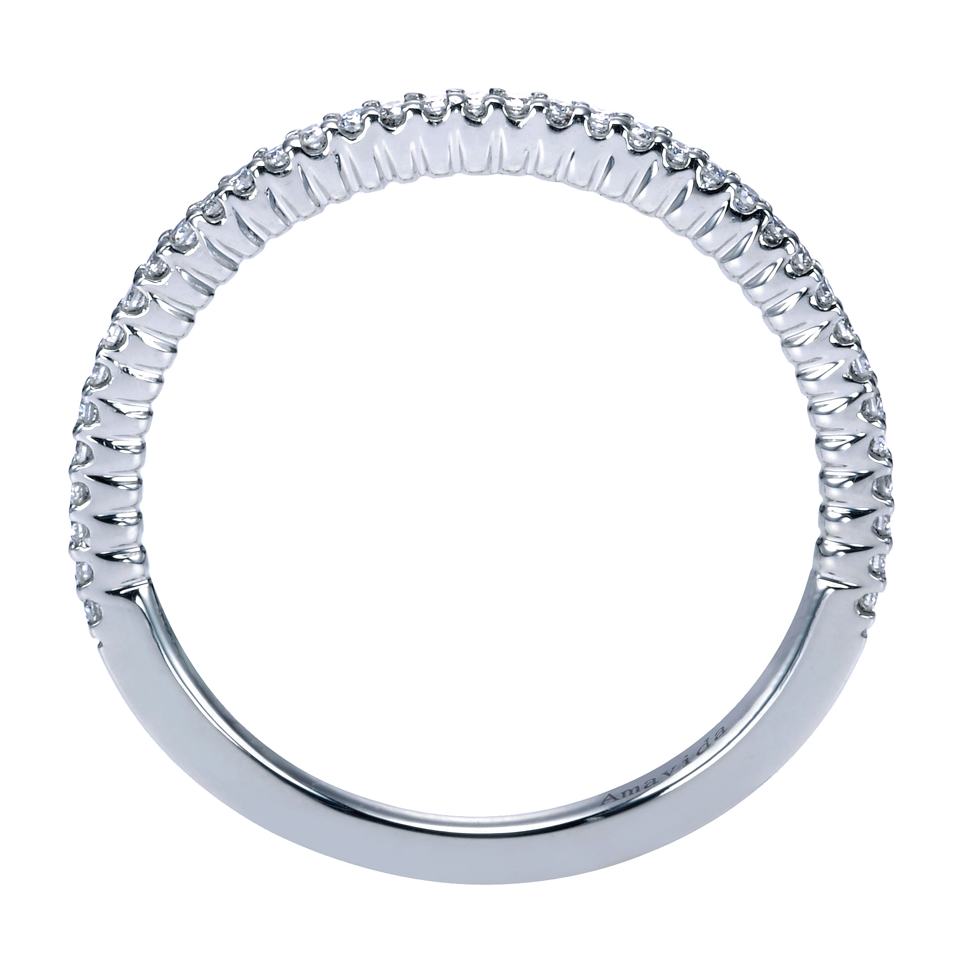 18k White Gold Diamond Straight Wedding Band angle 2 18k White Gold Diamond Straight Wedding Band angle 2