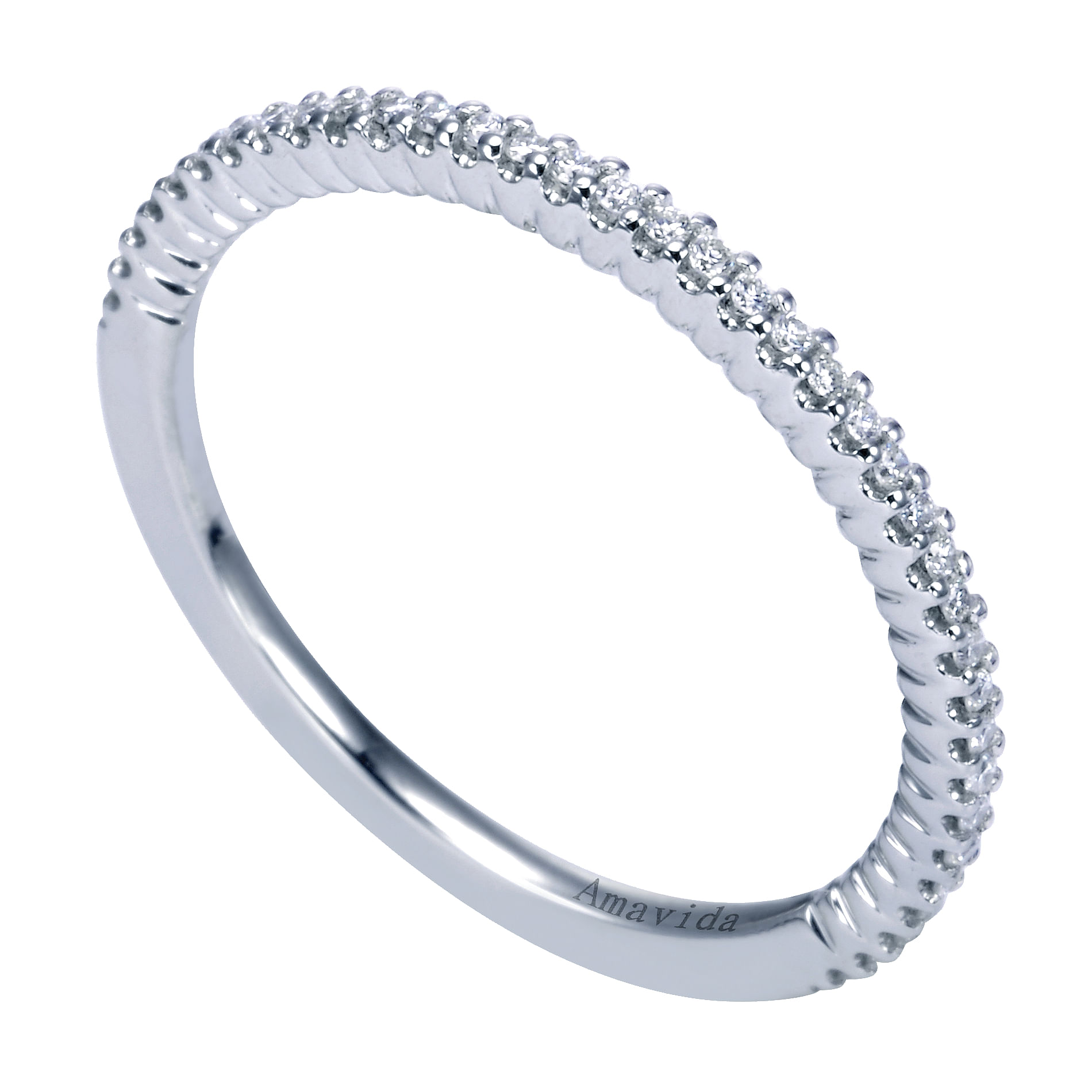 18k White Gold Diamond Straight Wedding Band angle 3 18k White Gold Diamond Straight Wedding Band angle 3