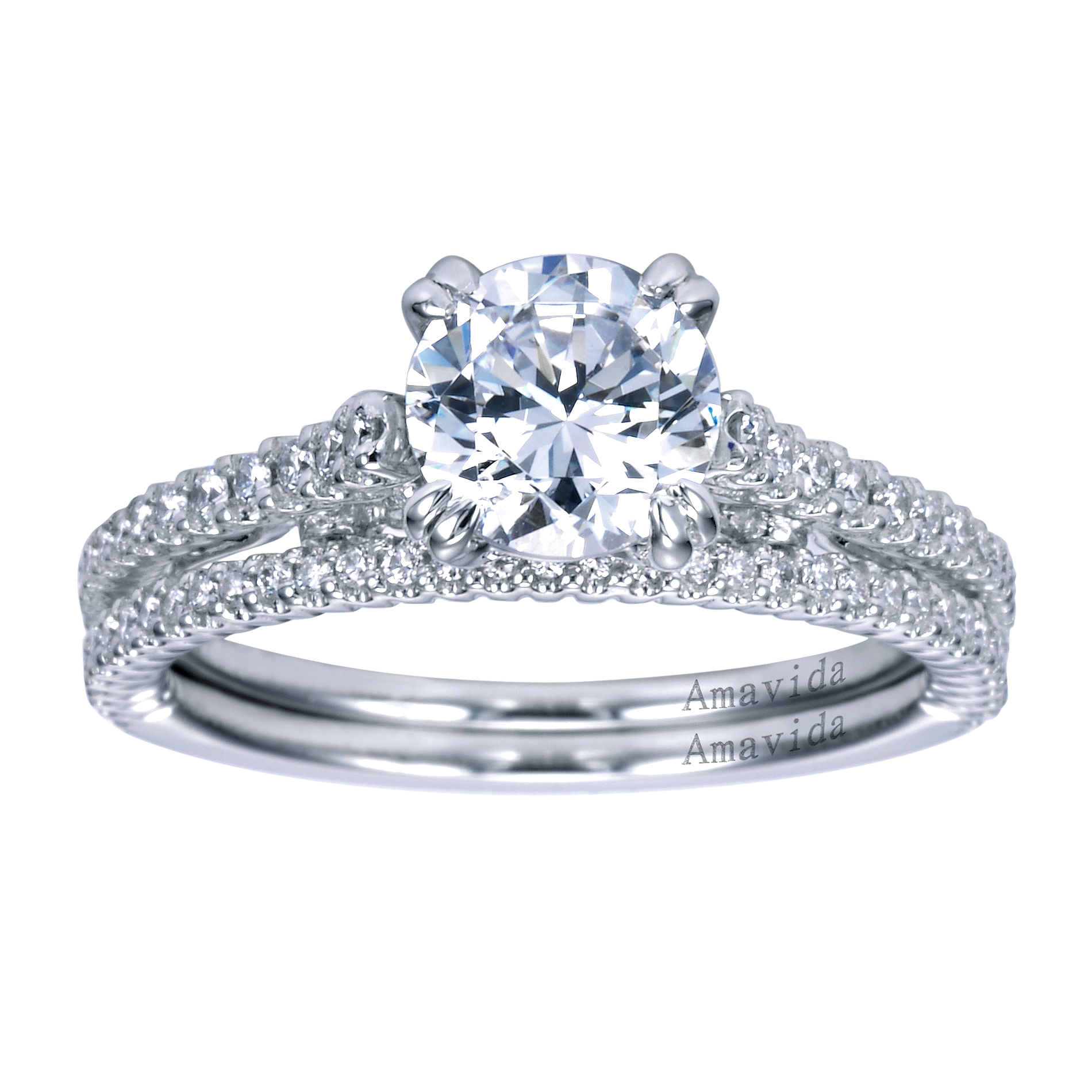 18k White Gold Diamond Straight Wedding Band angle 4 18k White Gold Diamond Straight Wedding Band angle 4
