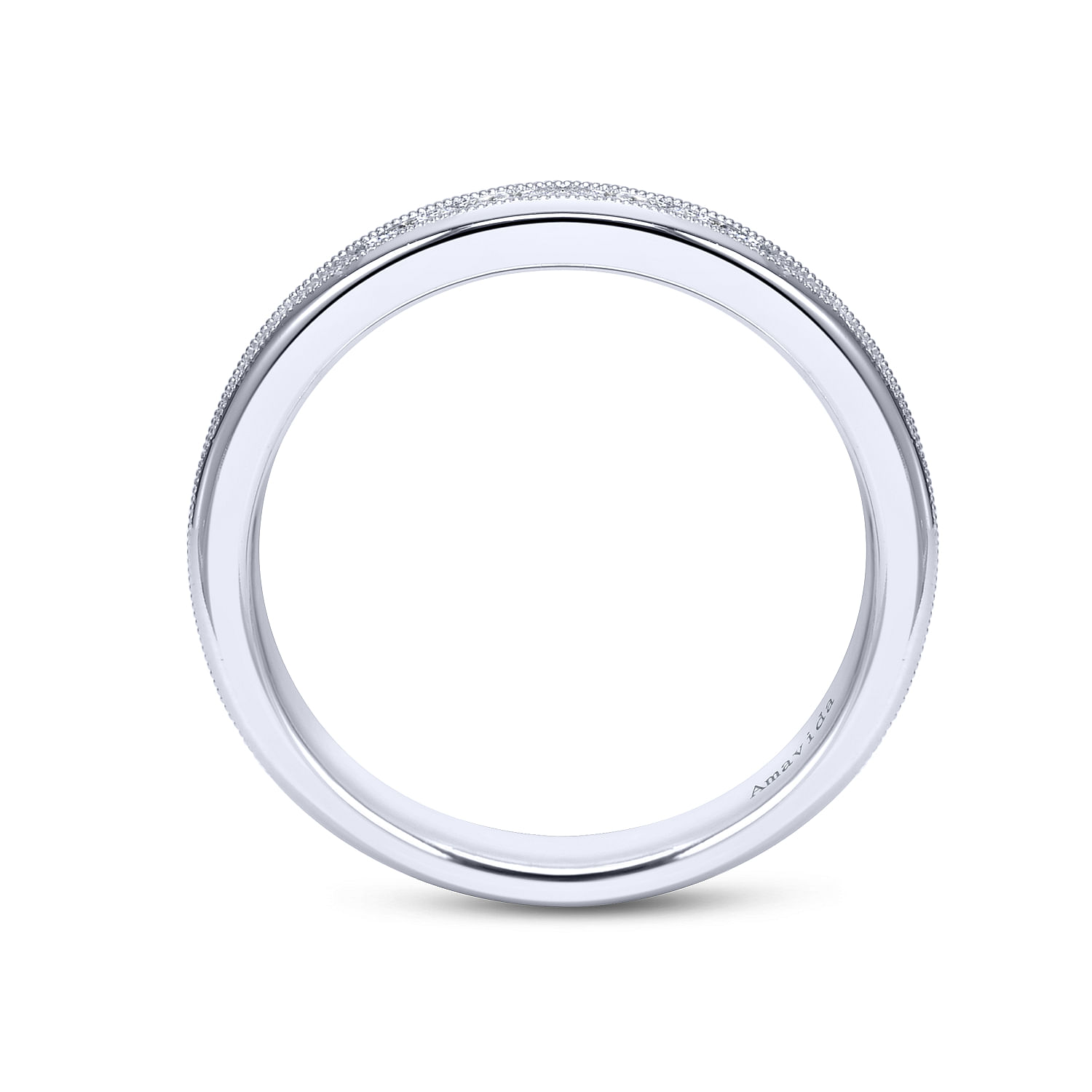 18k White Gold Diamond Straight Wedding Band angle 2 18k White Gold Diamond Straight Wedding Band angle 2