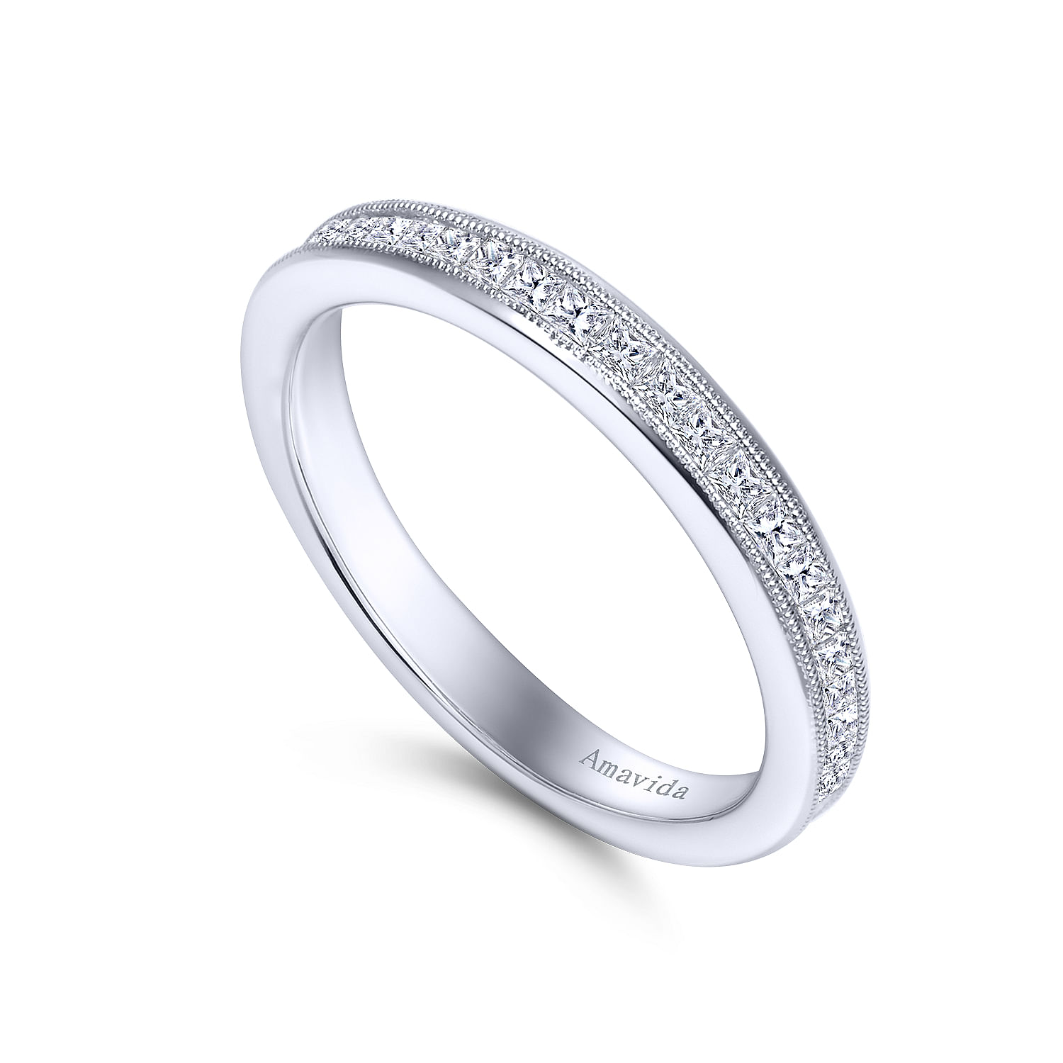 18k White Gold Diamond Straight Wedding Band angle 3 18k White Gold Diamond Straight Wedding Band angle 3