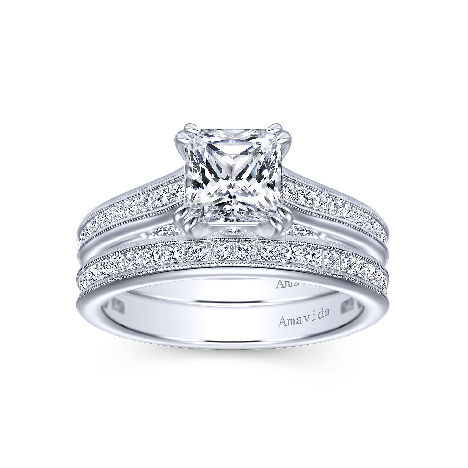 18k White Gold Diamond Straight Wedding Band angle 4 18k White Gold Diamond Straight Wedding Band angle 4
