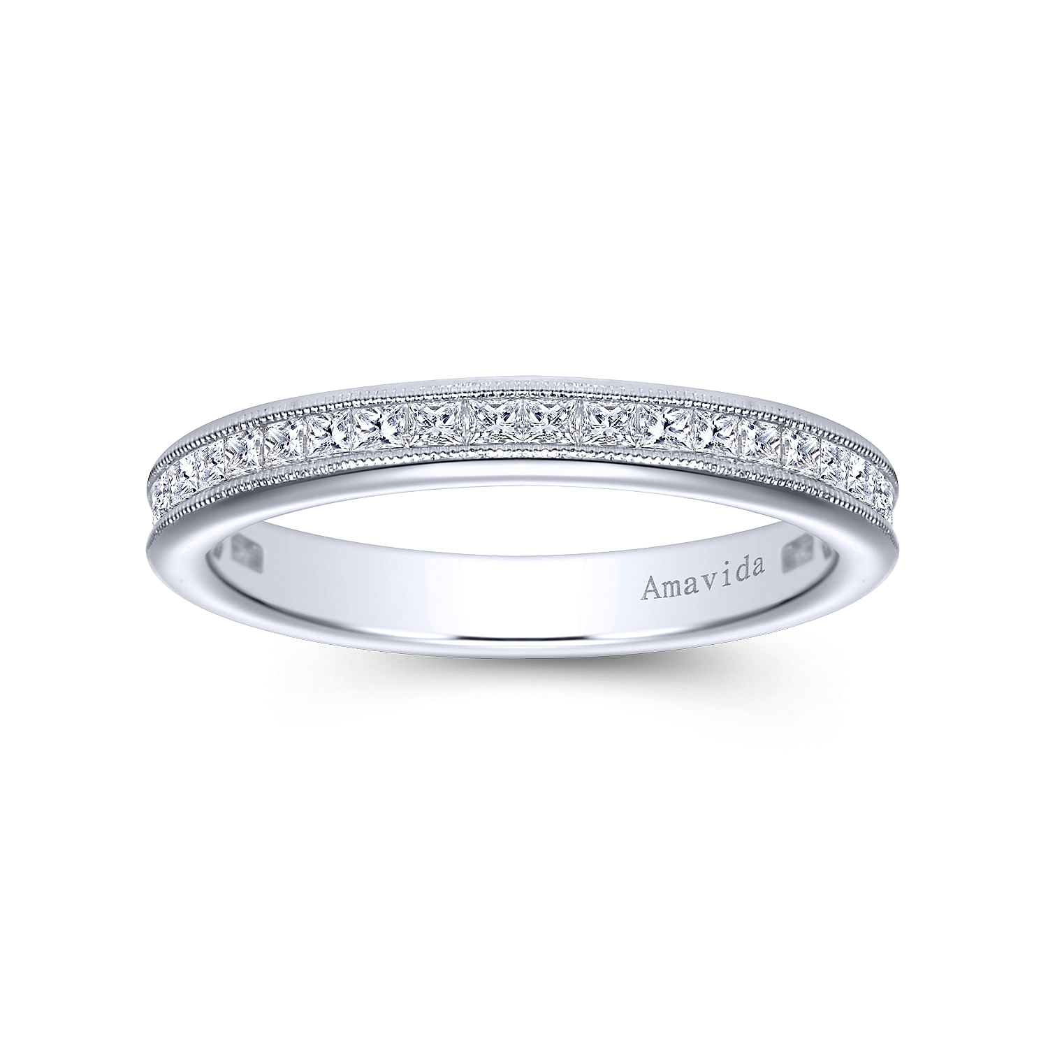 18k White Gold Diamond Straight Wedding Band angle 5 18k White Gold Diamond Straight Wedding Band angle 5
