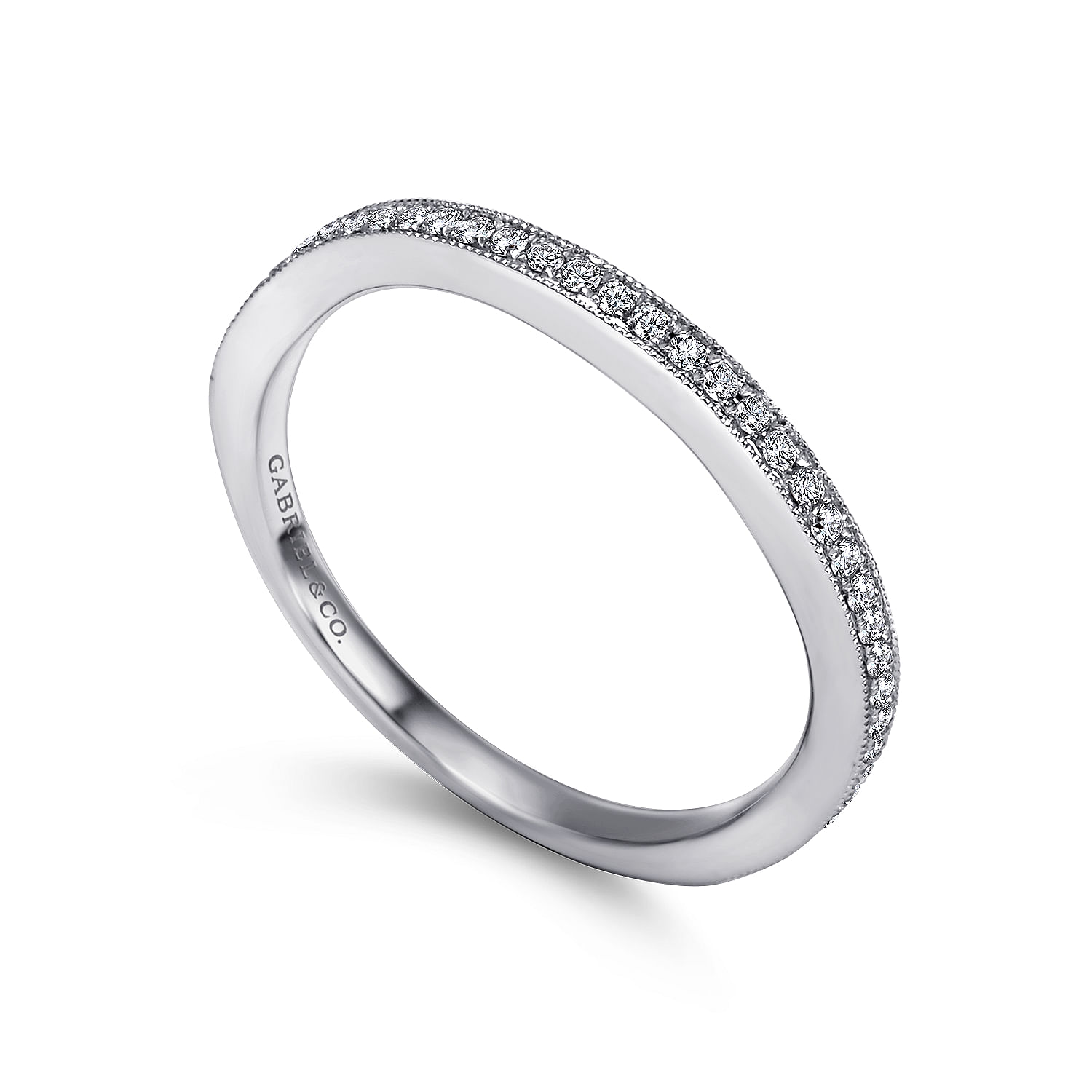 18k White Gold Diamond Straight Wedding Band angle 3 18k White Gold Diamond Straight Wedding Band angle 3