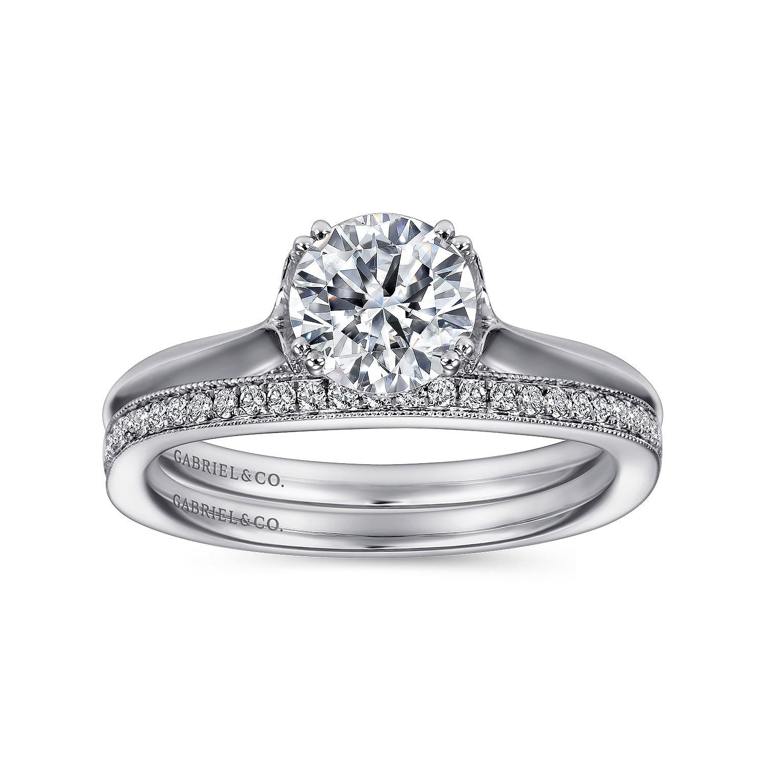 18k White Gold Diamond Straight Wedding Band angle 4 18k White Gold Diamond Straight Wedding Band angle 4