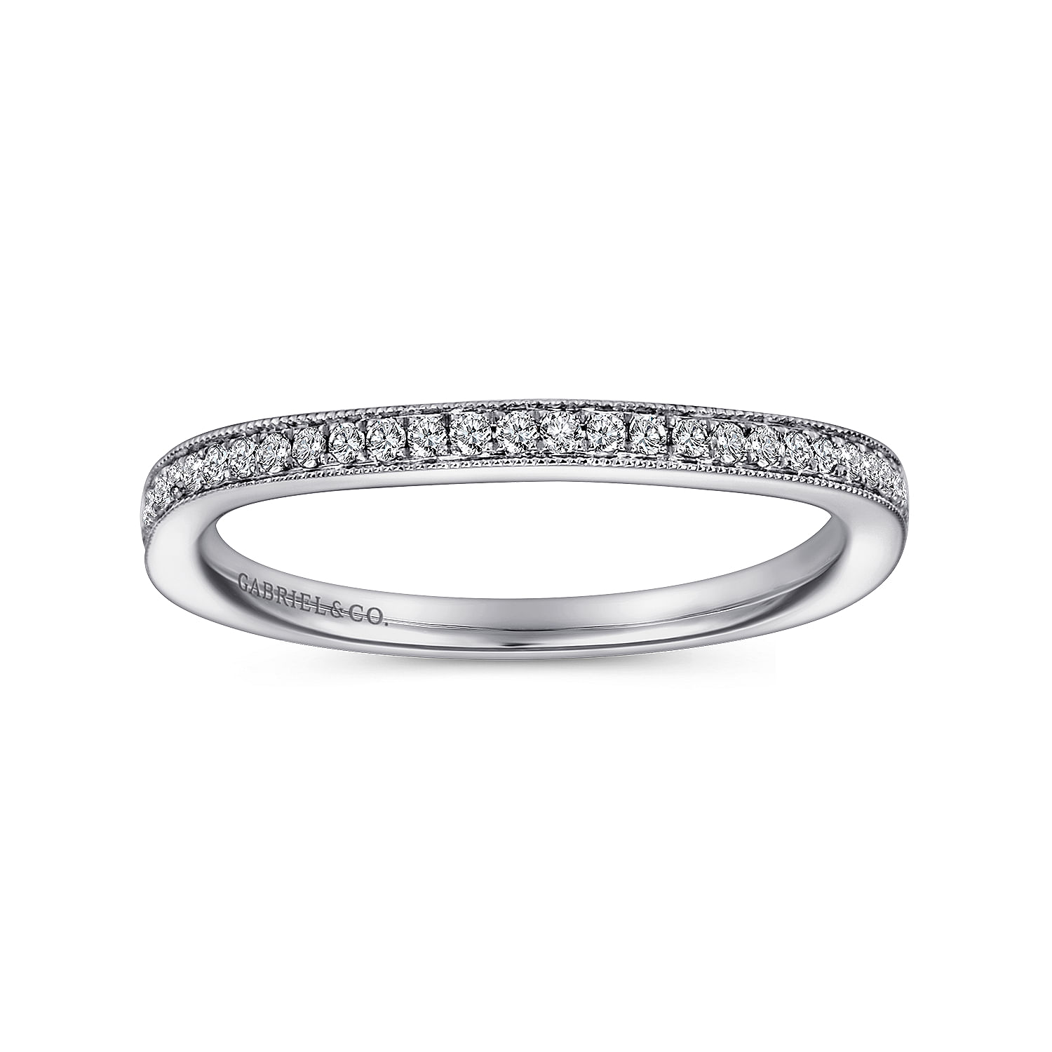 18k White Gold Diamond Straight Wedding Band angle 5 18k White Gold Diamond Straight Wedding Band angle 5
