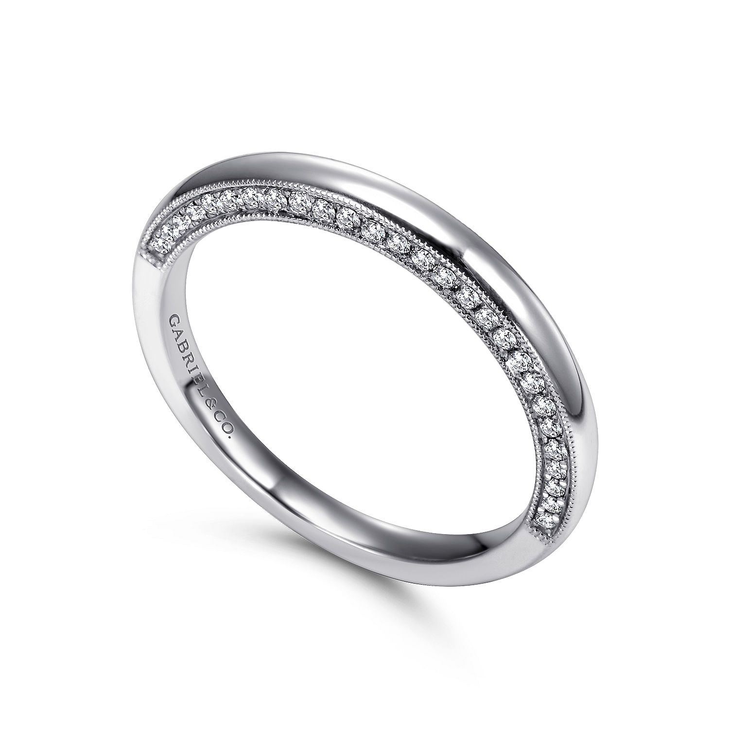 18k White Gold Diamond Straight Wedding Band angle 3 18k White Gold Diamond Straight Wedding Band angle 3