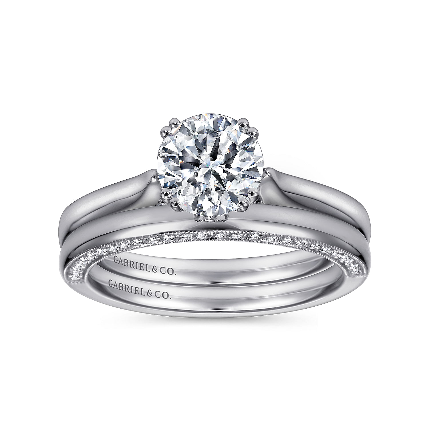18k White Gold Diamond Straight Wedding Band angle 4 18k White Gold Diamond Straight Wedding Band angle 4