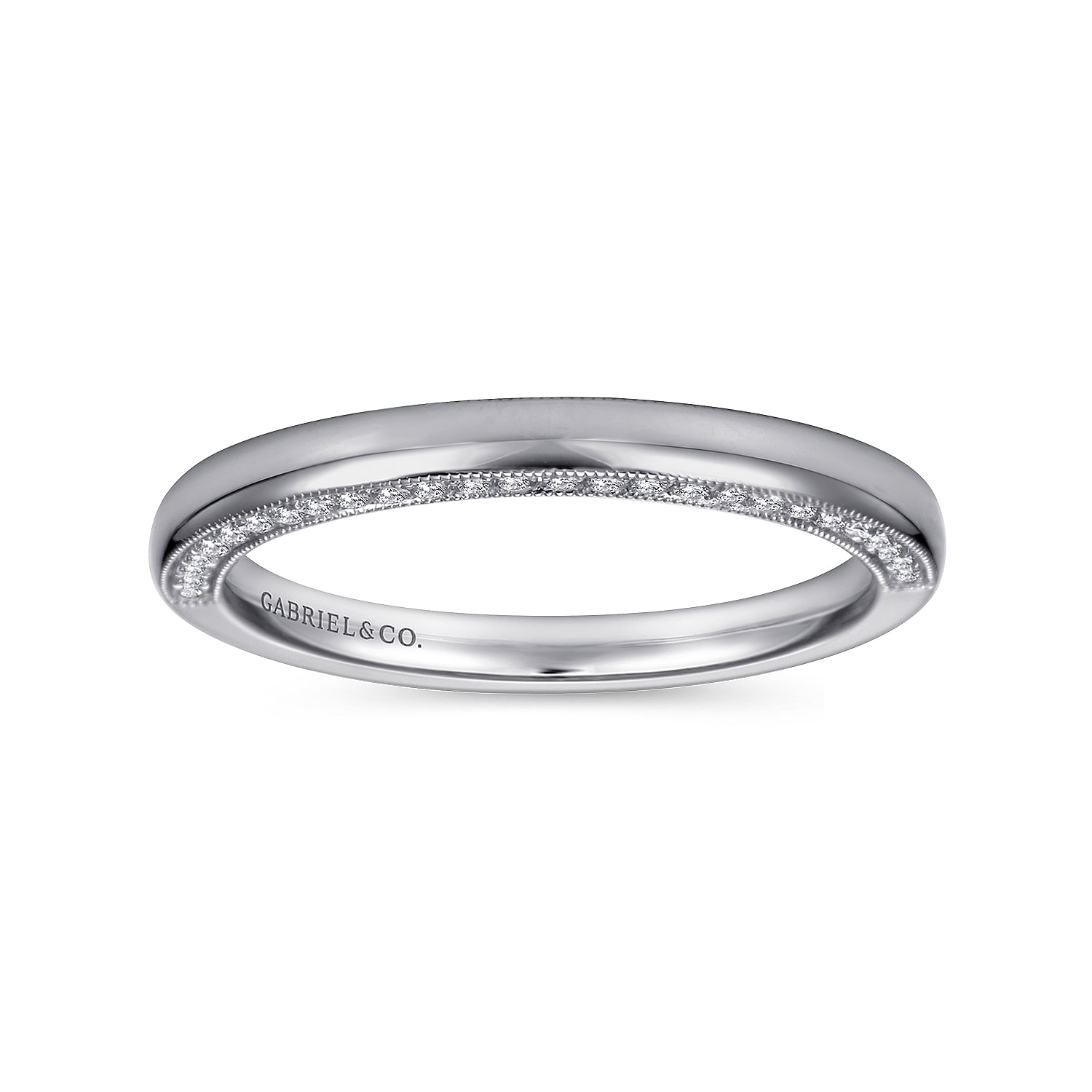 18k White Gold Diamond Straight Wedding Band angle 5 18k White Gold Diamond Straight Wedding Band angle 5