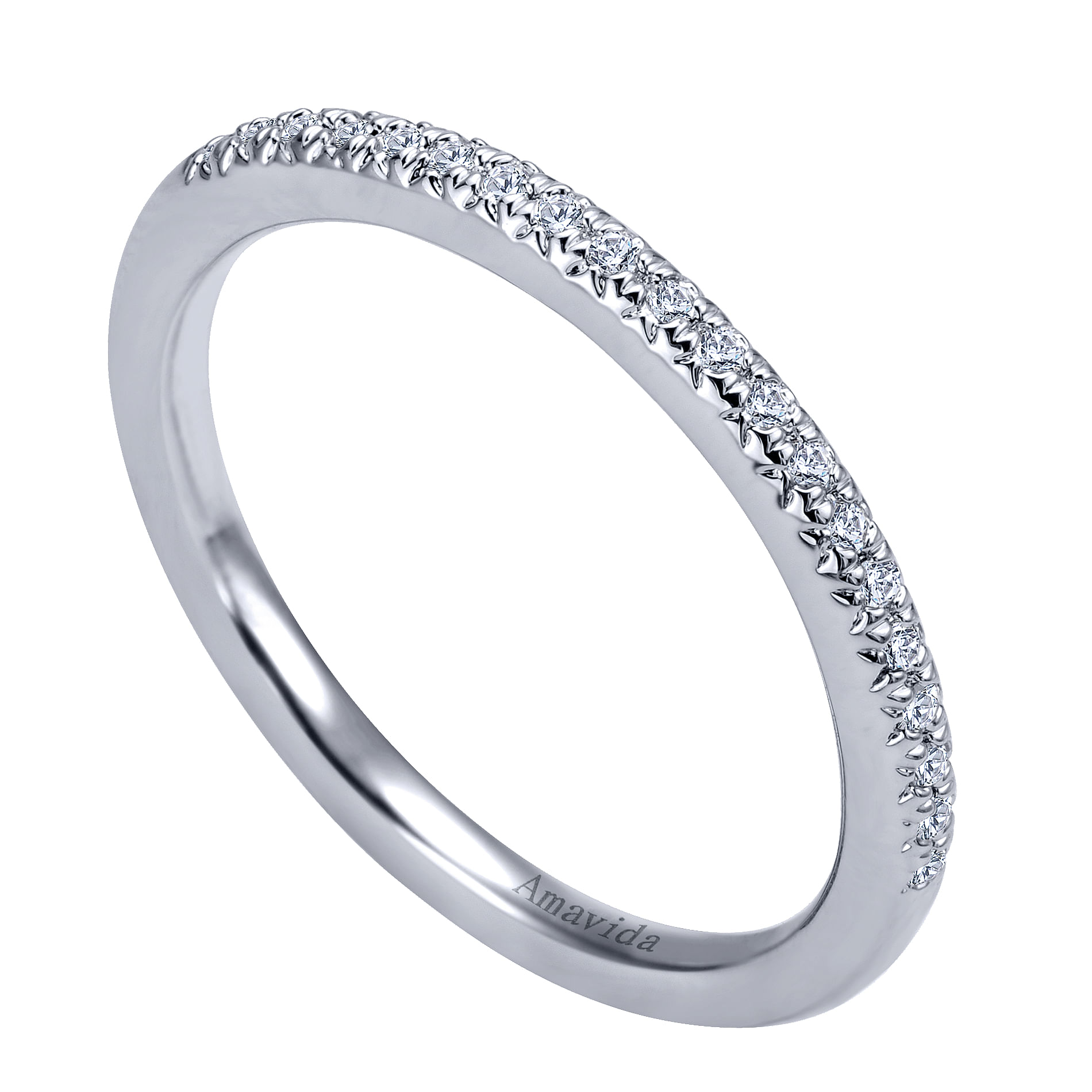 18k White Gold Diamond Straight Wedding Band angle 3 18k White Gold Diamond Straight Wedding Band angle 3