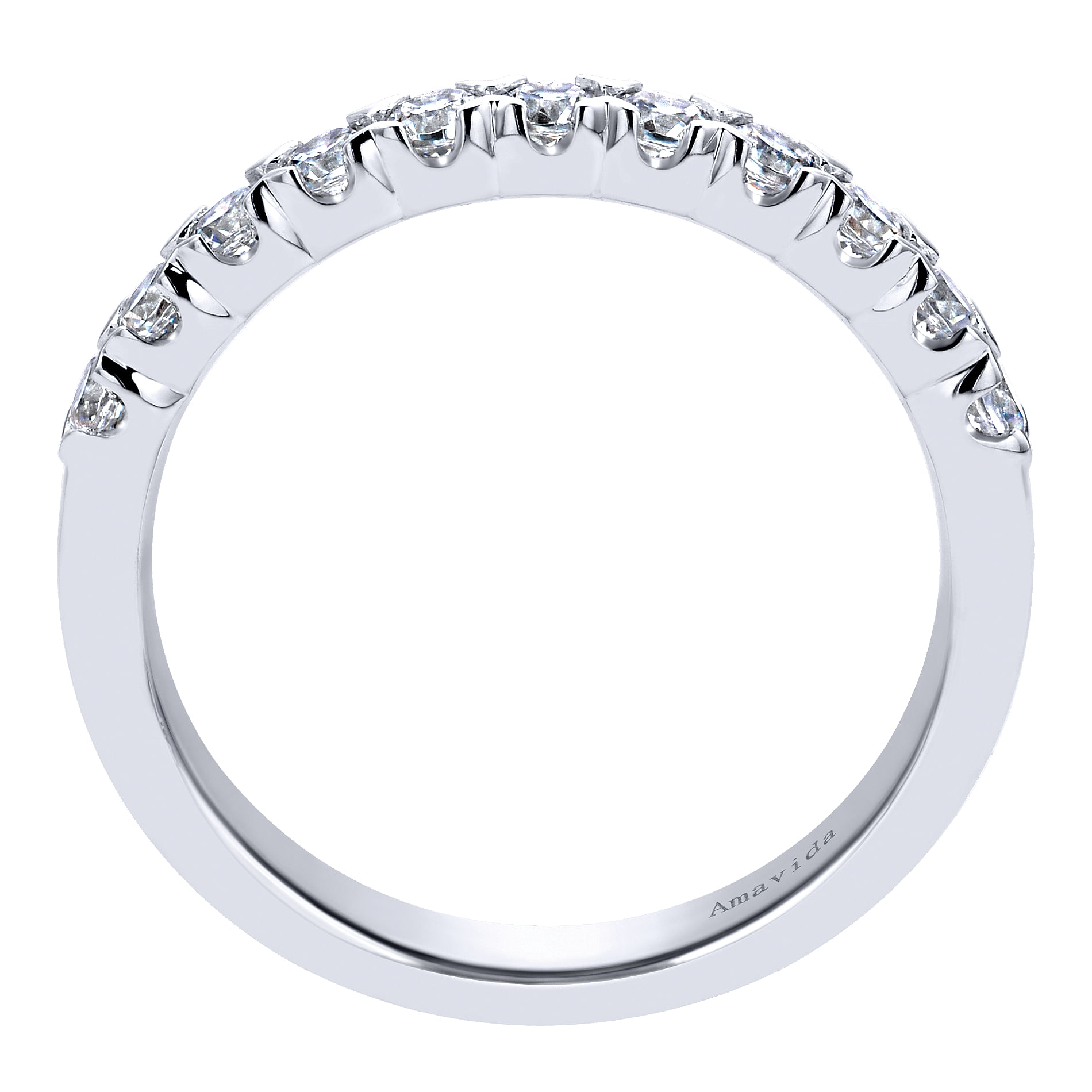 18k White Gold Diamond Straight Wedding Band angle 2 18k White Gold Diamond Straight Wedding Band angle 2