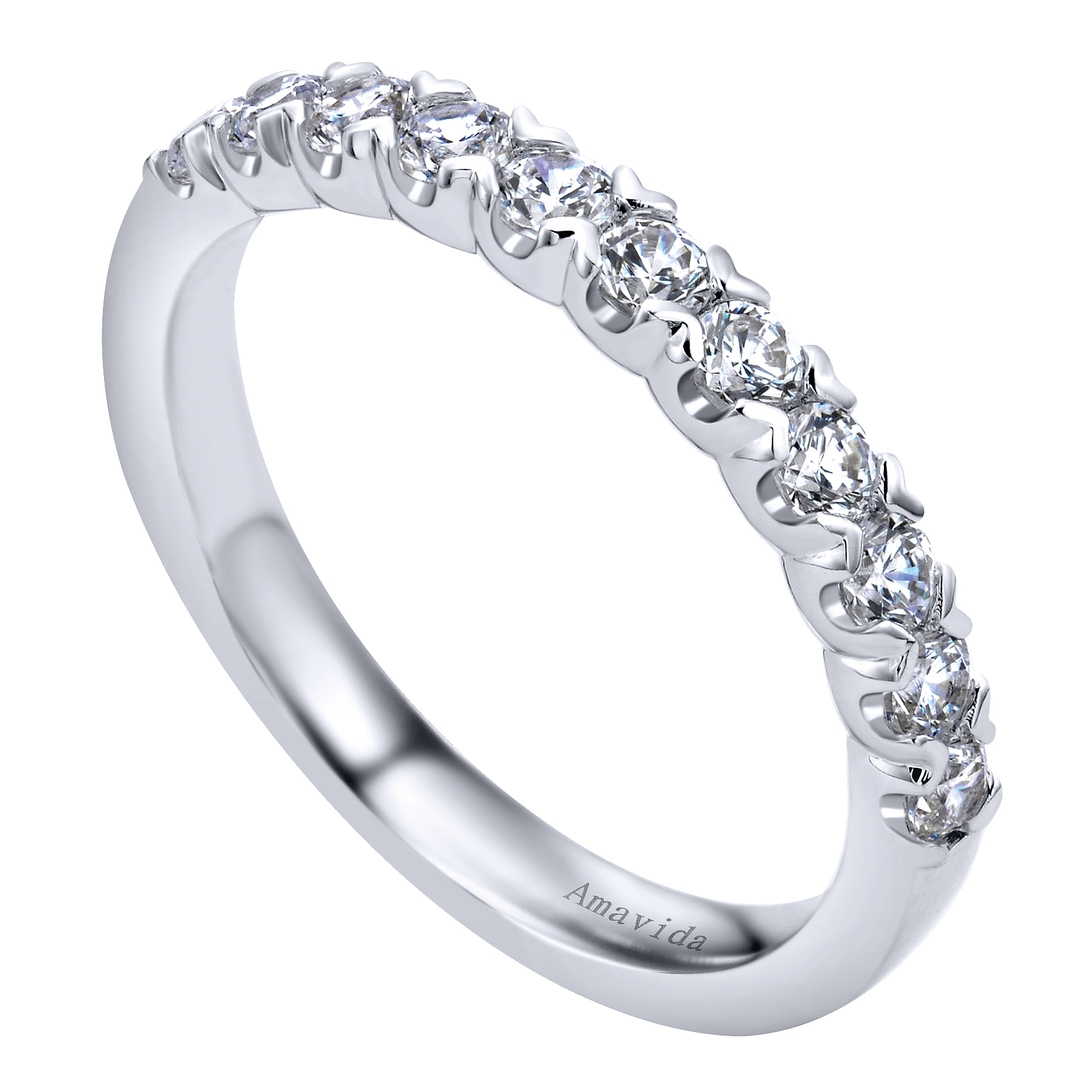 18k White Gold Diamond Straight Wedding Band angle 3 18k White Gold Diamond Straight Wedding Band angle 3