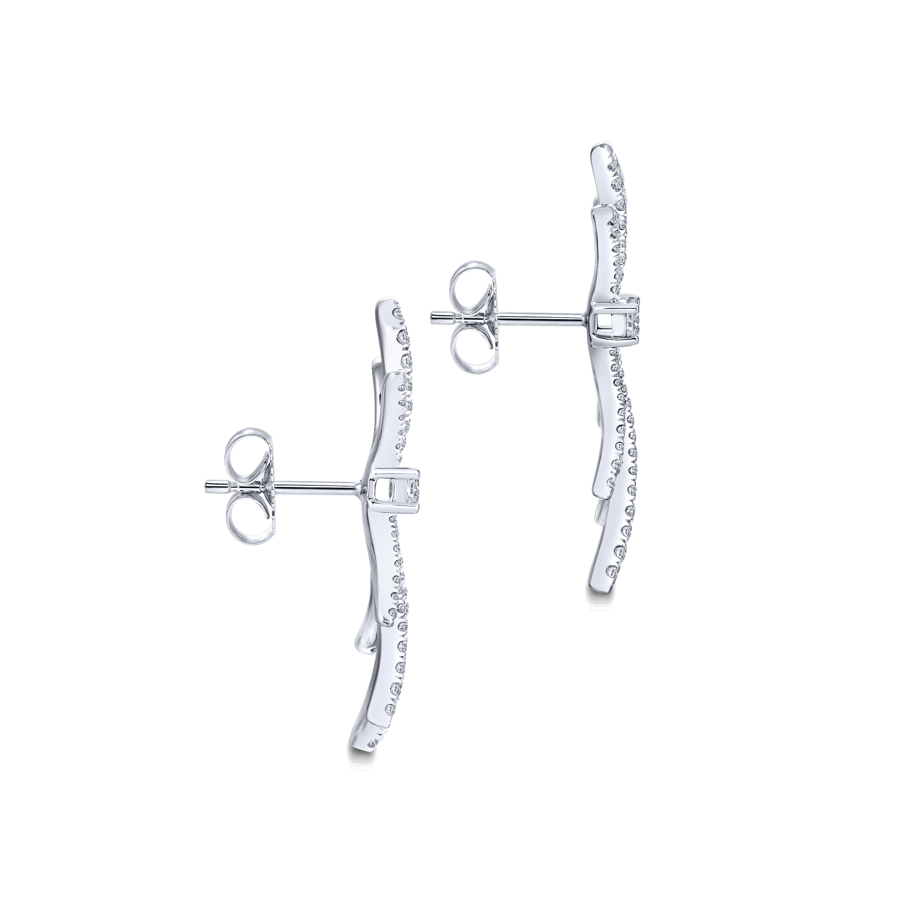 18k White Gold Diamond Stud Earrings angle 3 18k White Gold Diamond Stud Earrings angle 3