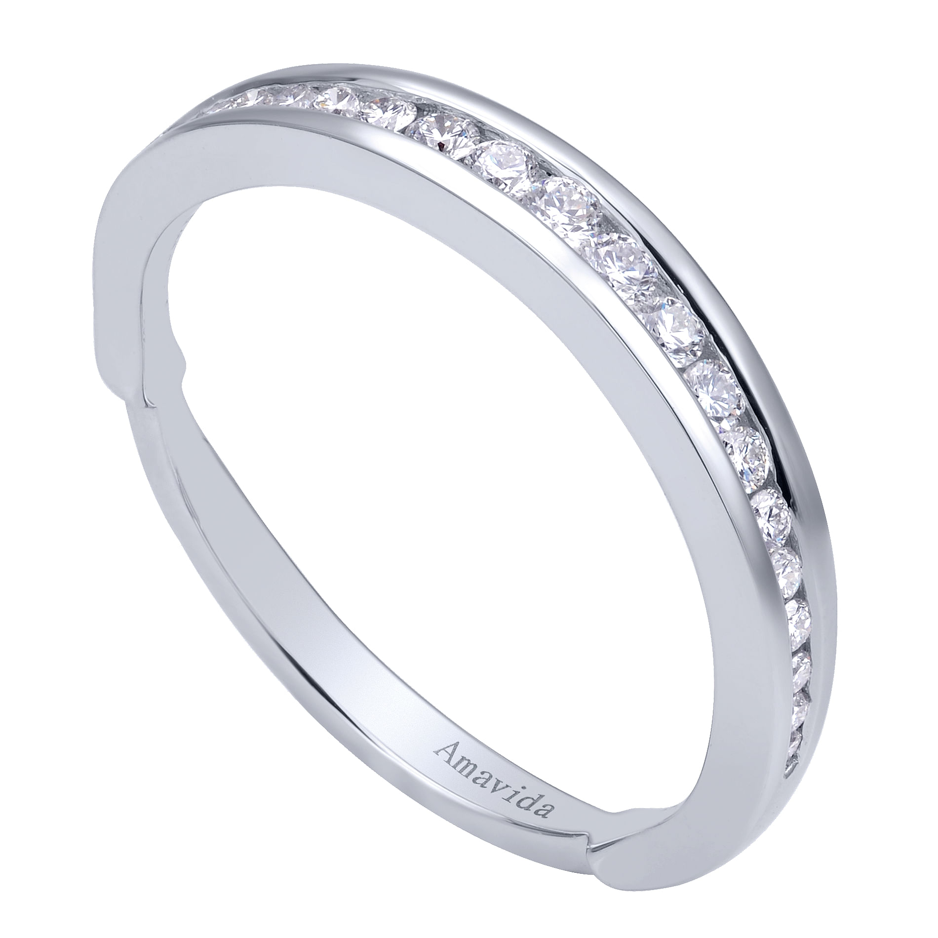 18k White Gold Diamond Wedding Band angle 3 18k White Gold Diamond Wedding Band angle 3