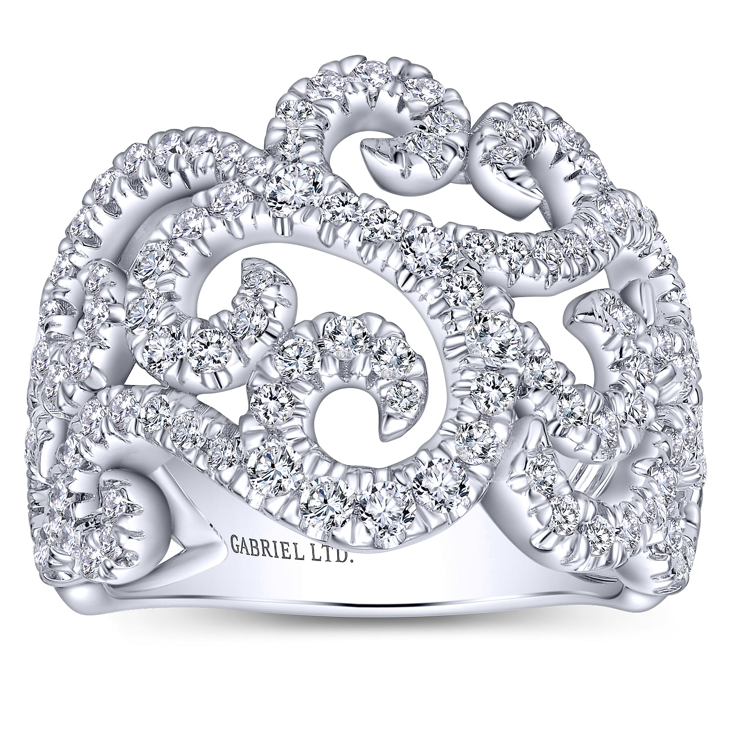 18k White Gold Diamond Wide Band Ladies 18k White Gold Diamond Wide Band Ladies