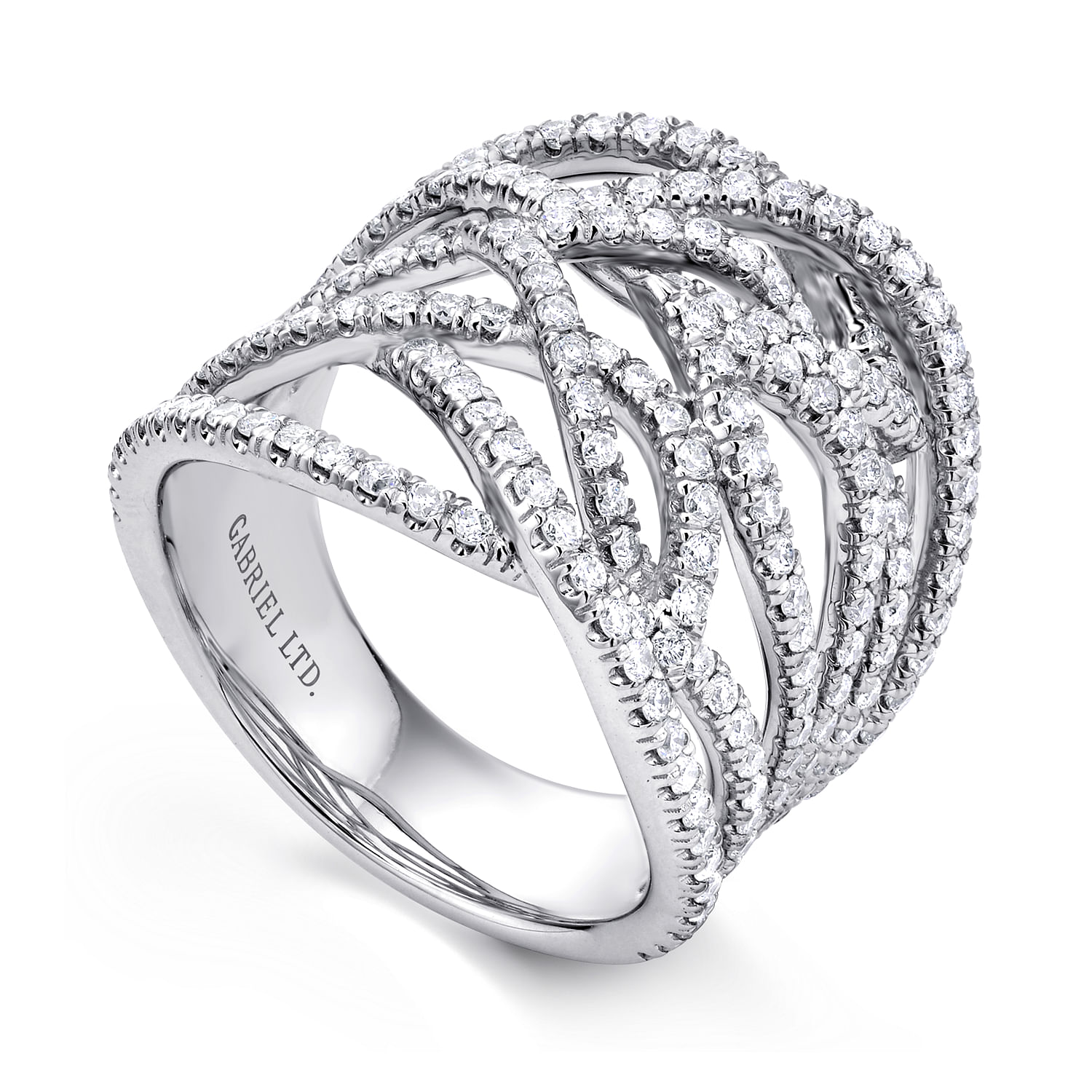 18k White Gold Diamond Wide Band Ladies 18k White Gold Diamond Wide Band Ladies