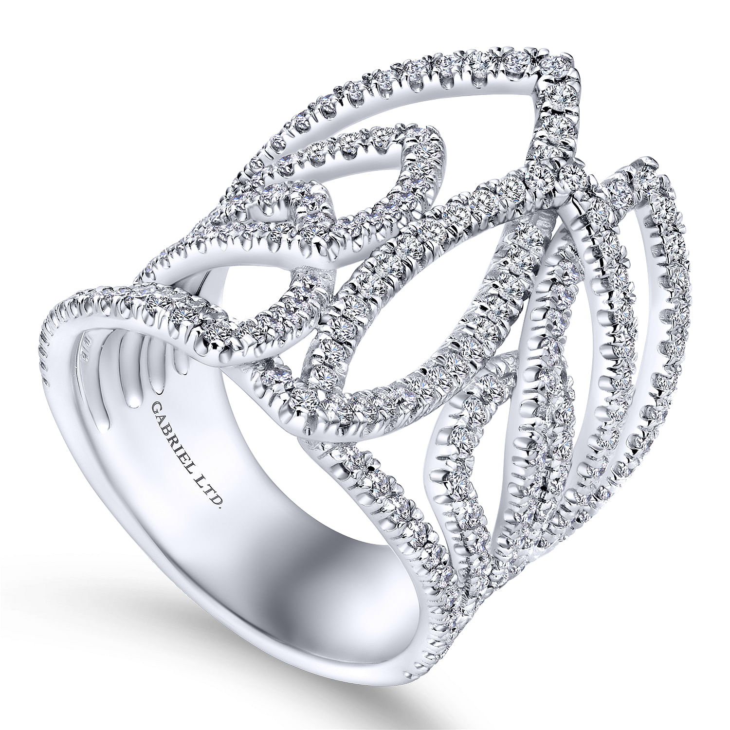 18k White Gold Diamond Wide Band Ladies 18k White Gold Diamond Wide Band Ladies