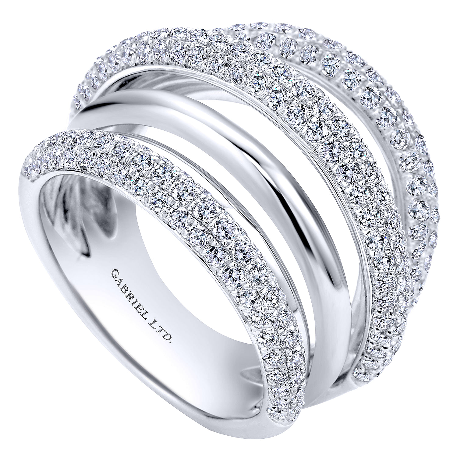 18k White Gold Diamond Wide Multi Band Ladies 18k White Gold Diamond Wide Multi Band Ladies