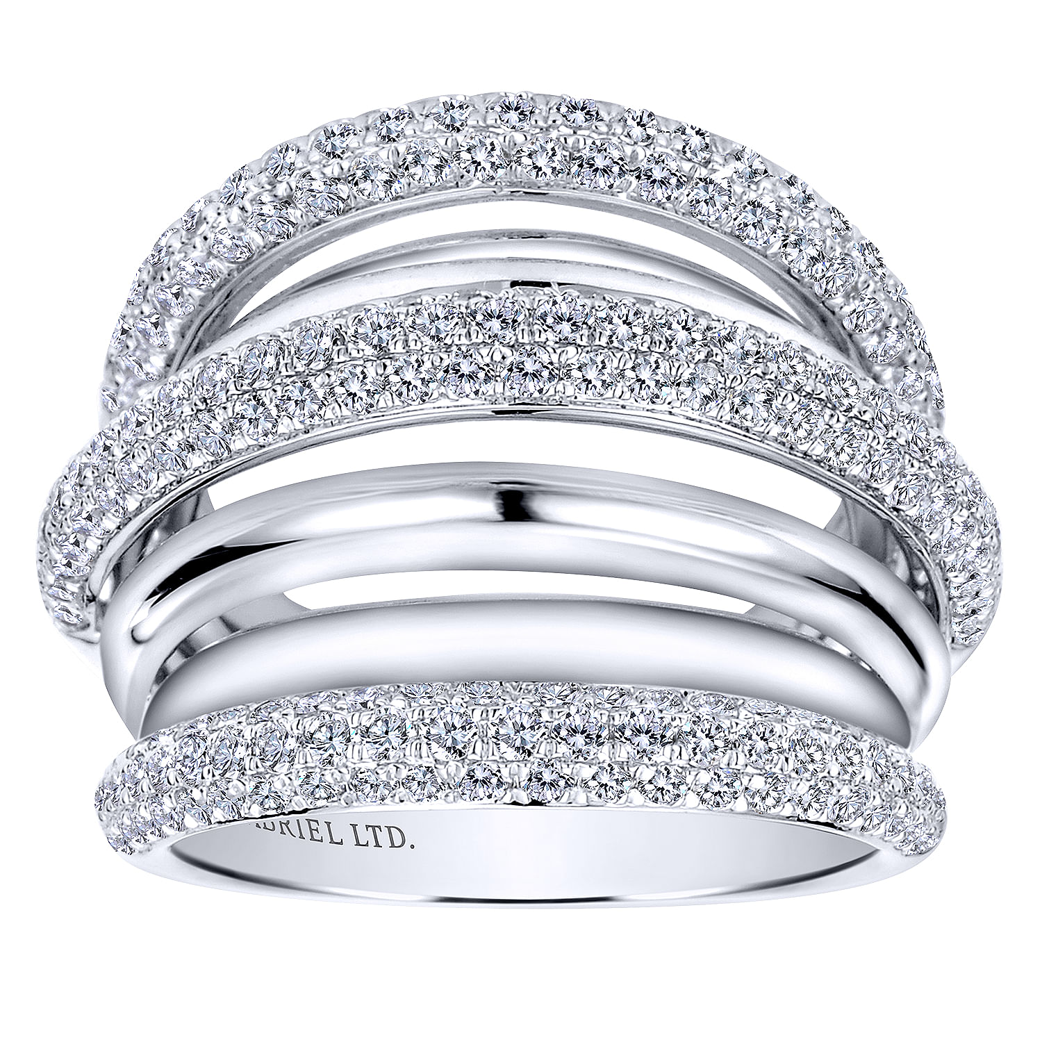 18k White Gold Diamond Wide Multi Band Ladies 18k White Gold Diamond Wide Multi Band Ladies