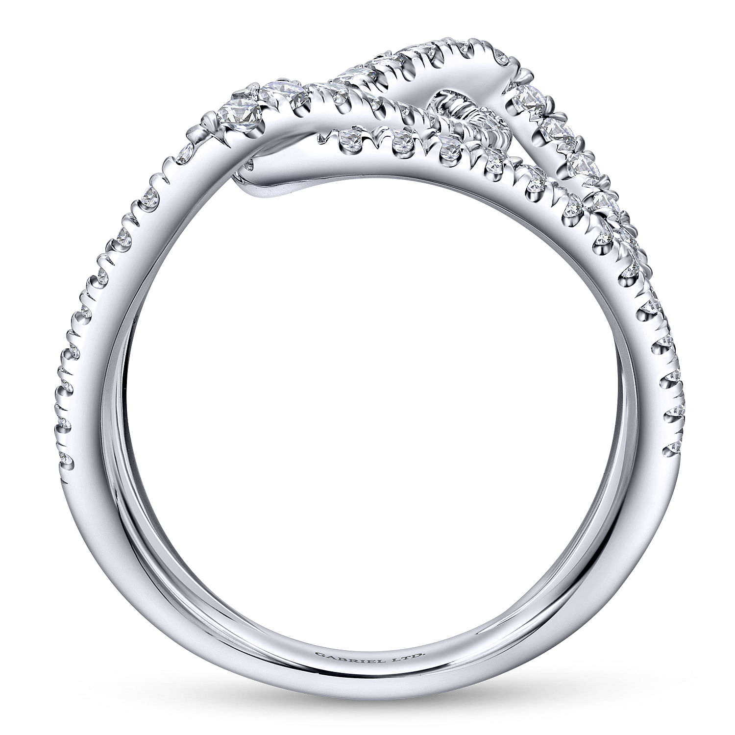 18k White Gold Pave Diamond Criss Cross Wide Band Ladies 18k White Gold Pave Diamond Criss Cross Wide Band Ladies