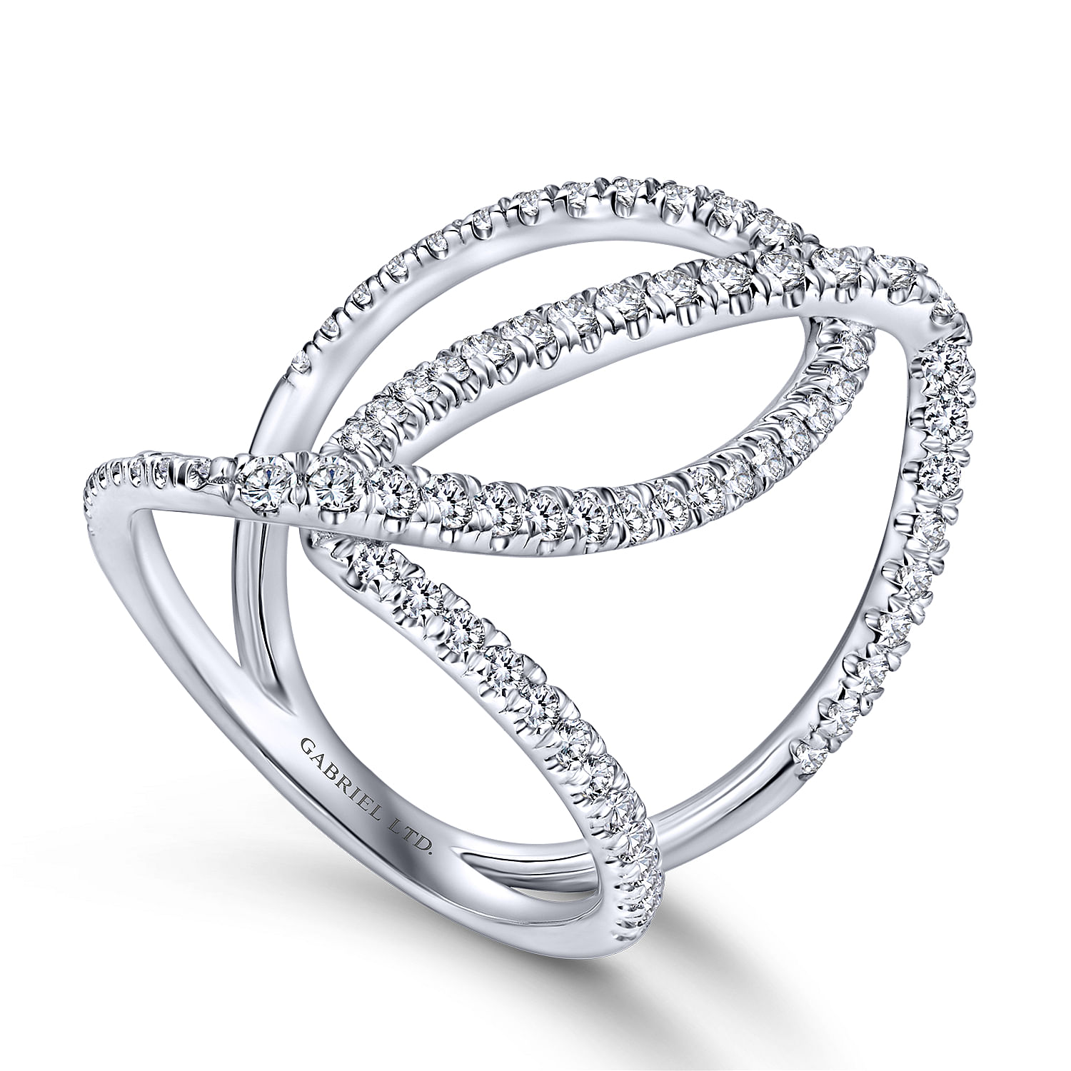 18k White Gold Pave Diamond Criss Cross Wide Band Ladies 18k White Gold Pave Diamond Criss Cross Wide Band Ladies