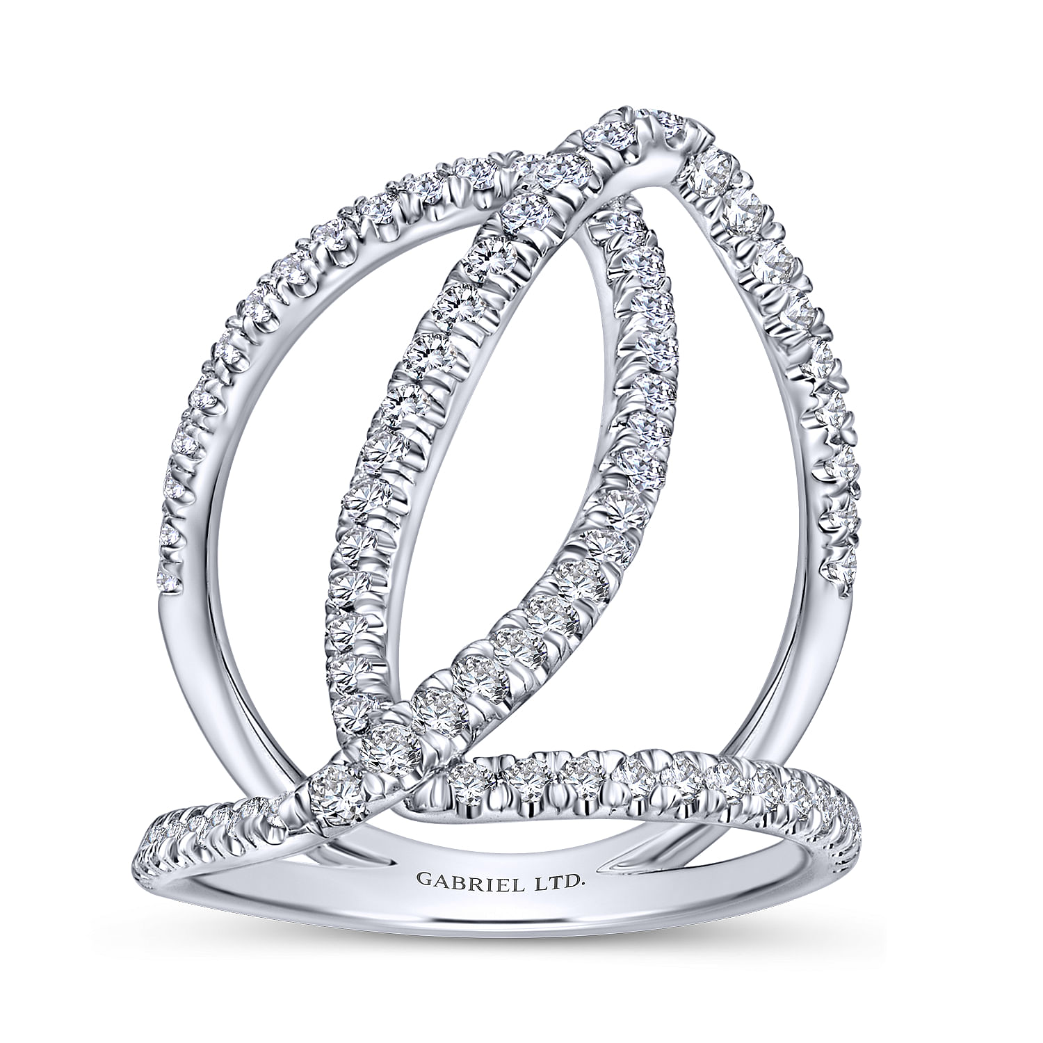 18k White Gold Pave Diamond Criss Cross Wide Band Ladies 18k White Gold Pave Diamond Criss Cross Wide Band Ladies