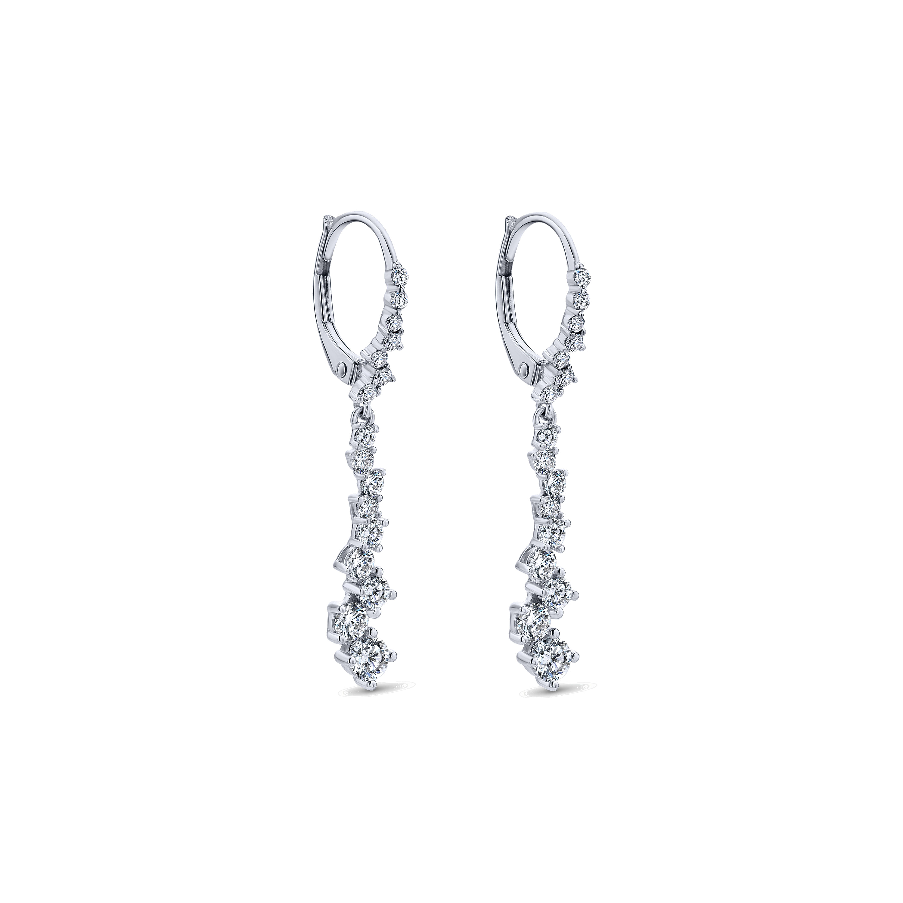 18k White Gold Pave Diamond Drop Earrings angle 2 18k White Gold Pave Diamond Drop Earrings angle 2