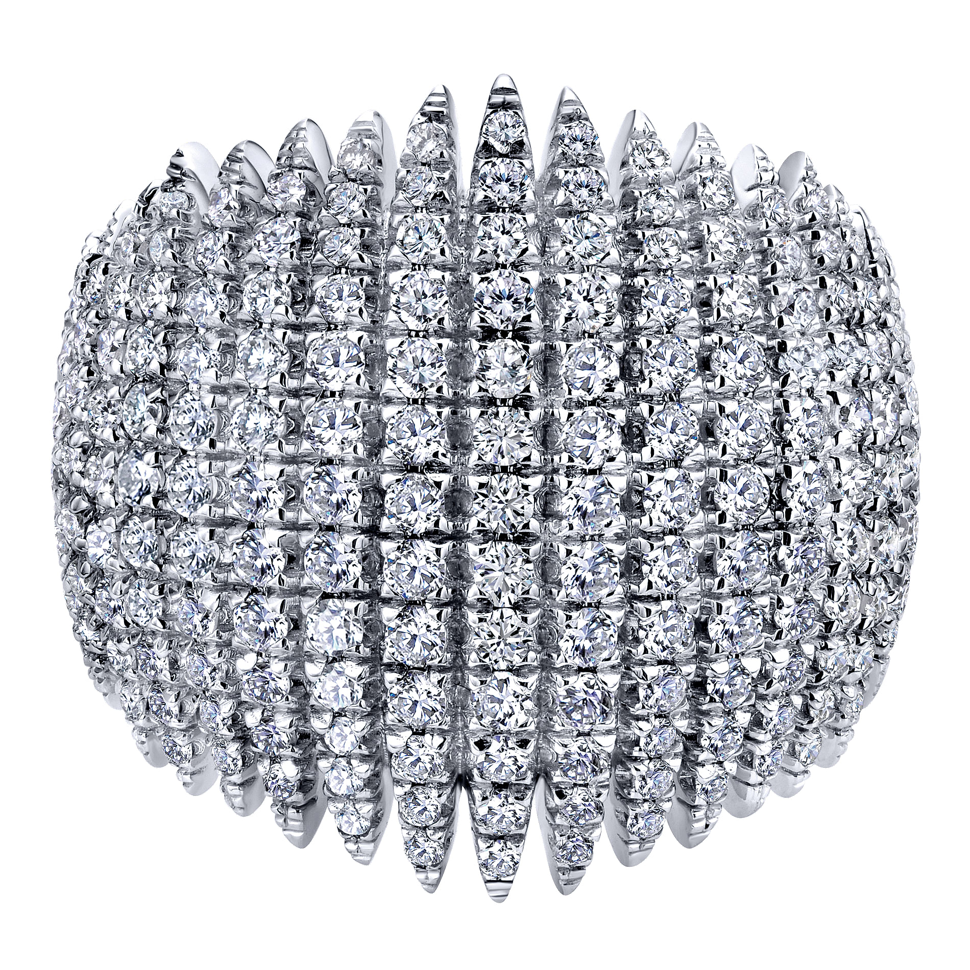 18k White Gold Pave Diamond Edgy Wide Band 18k White Gold Pave Diamond Edgy Wide Band