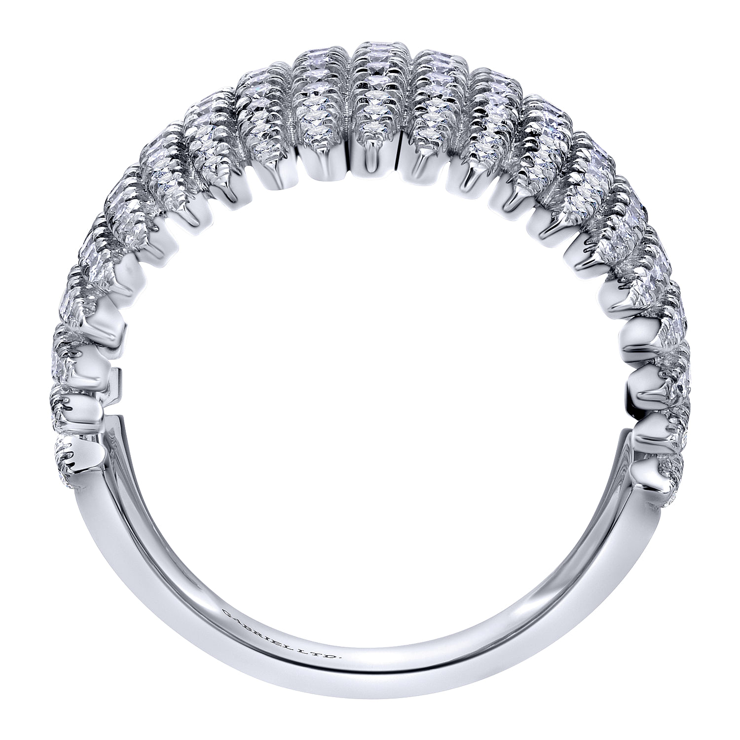 18k White Gold Pave Diamond Edgy Wide Band Ladies 18k White Gold Pave Diamond Edgy Wide Band Ladies