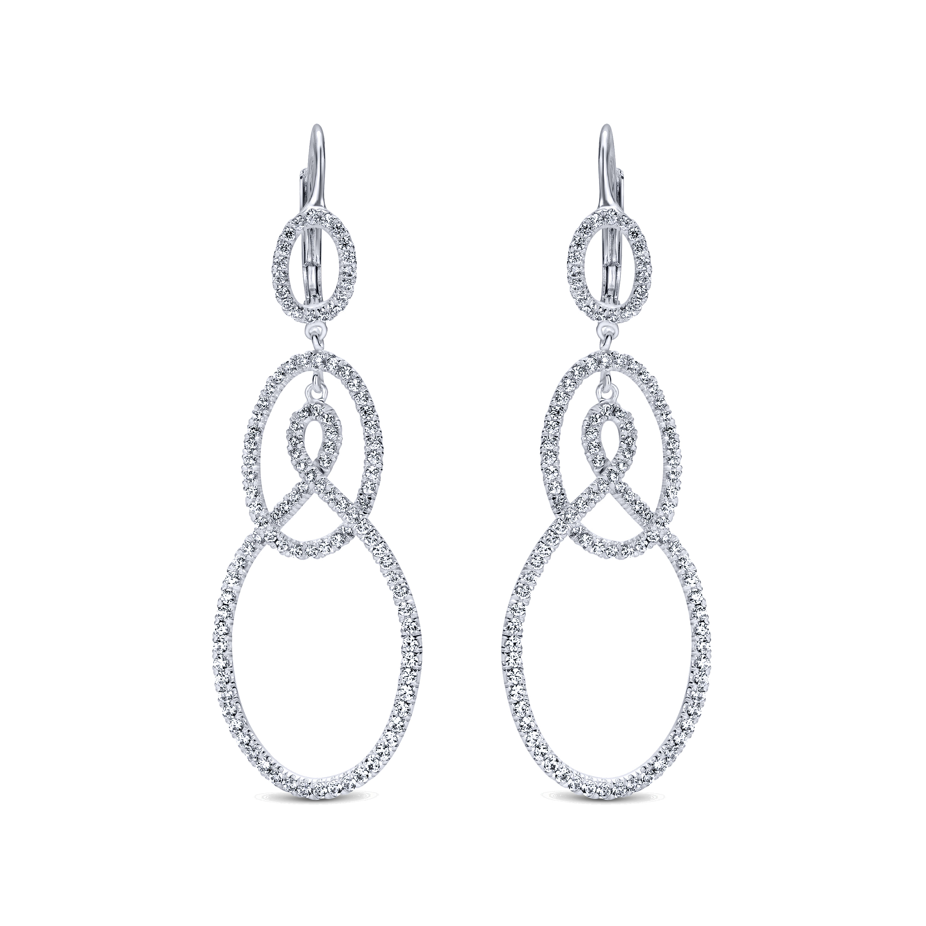 18k White Gold Pave Diamond Elongated Circular Drop 18k White Gold Pave Diamond Elongated Circular Drop
