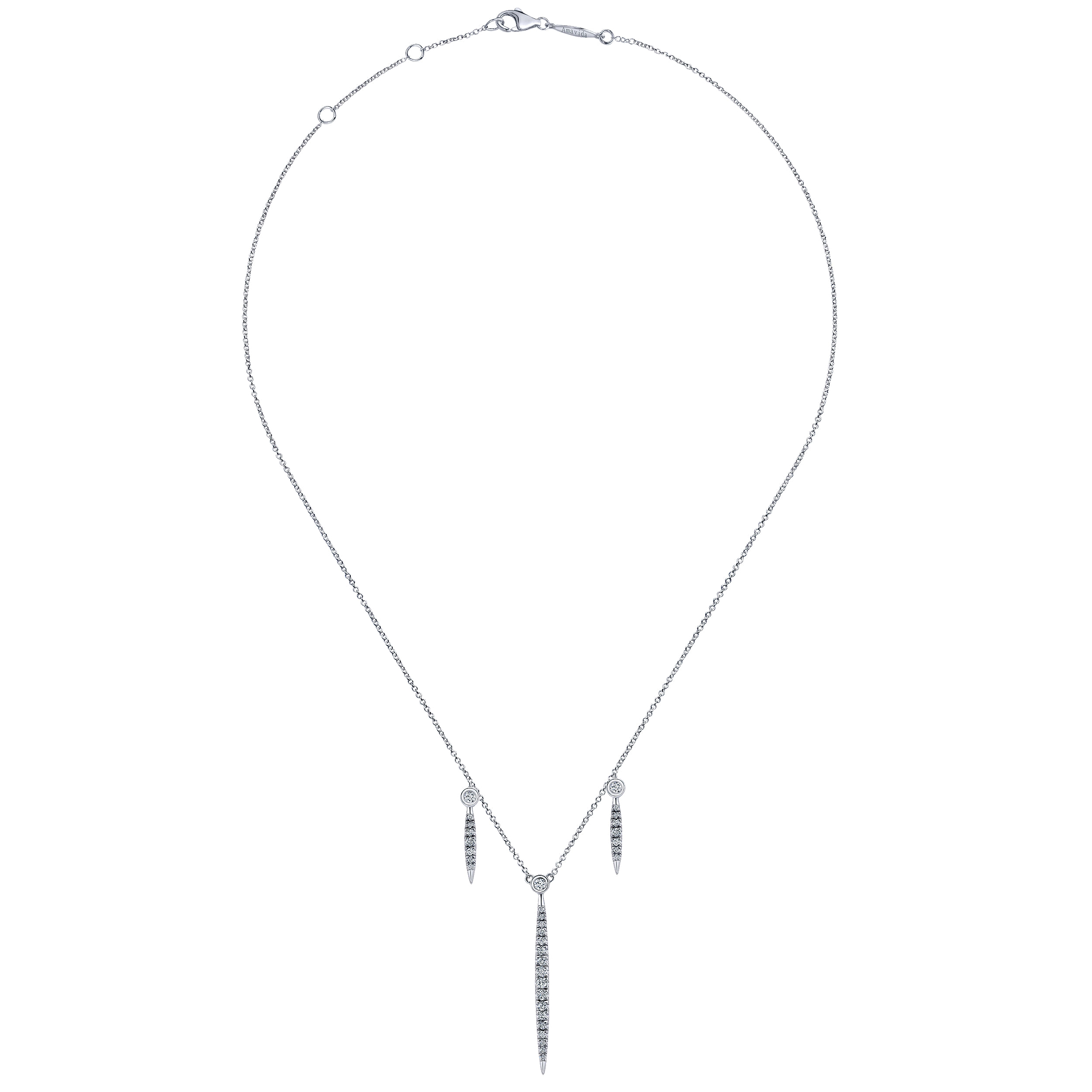 18k White Gold Pave Diamond Fashion Necklace angle 2 18k White Gold Pave Diamond Fashion Necklace angle 2