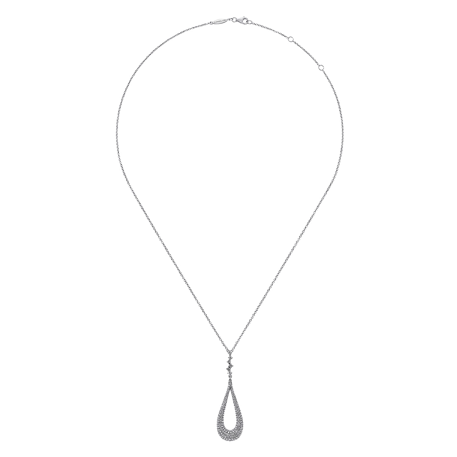 18k White Gold Pave Diamond Teardrop Fashion Necklace angle 2 18k White Gold Pave Diamond Teardrop Fashion Necklace angle 2
