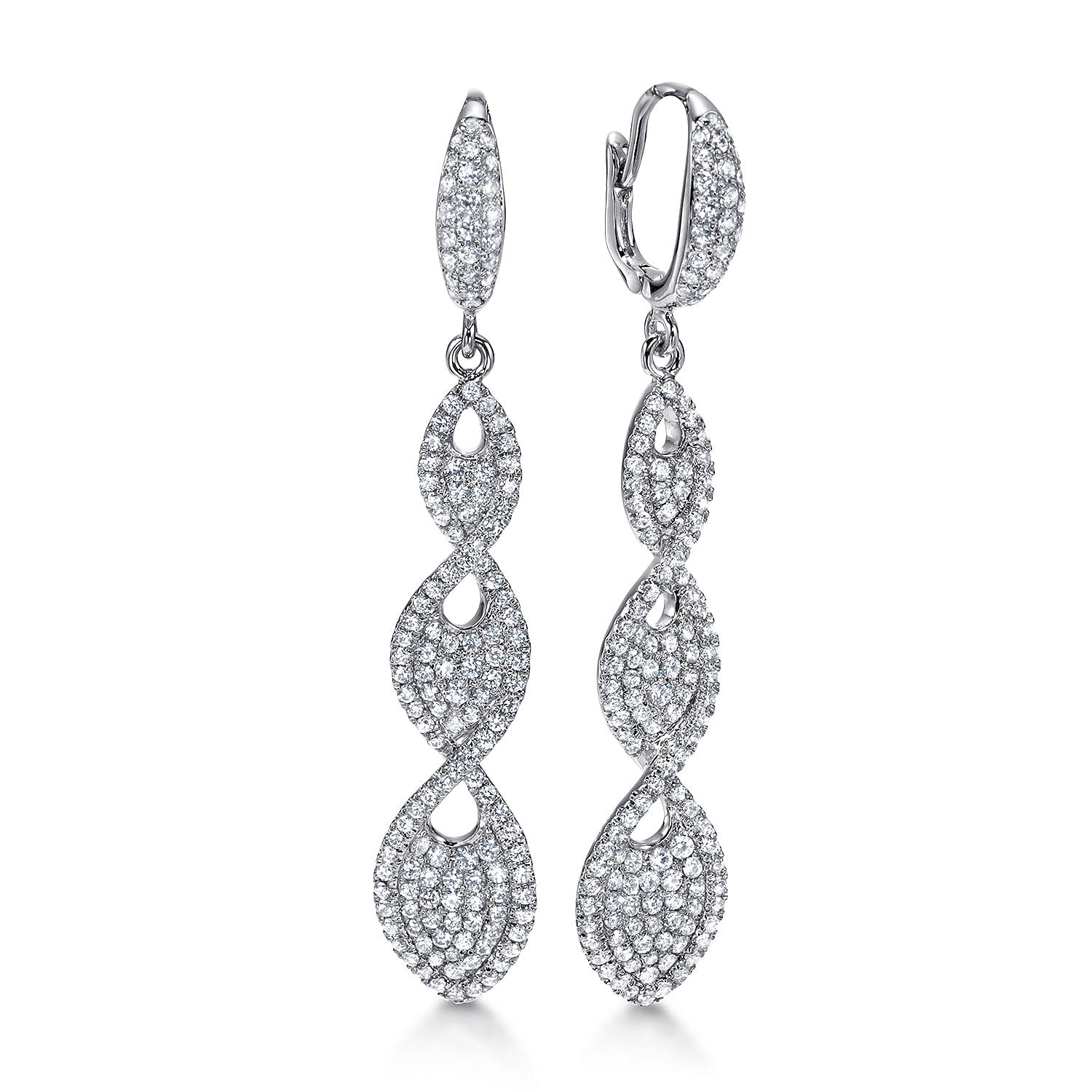 18k White Gold Pave Diamond Twisted Drop 18k White Gold Pave Diamond Twisted Drop