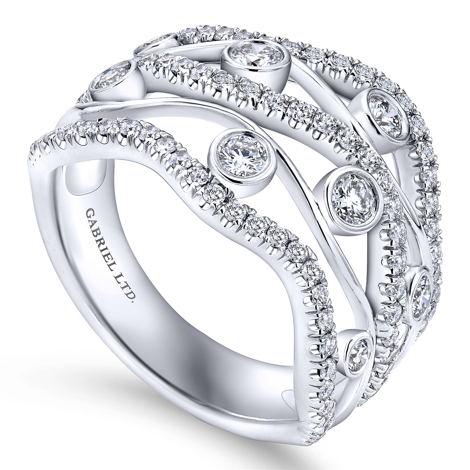 18k White Gold Pave Diamond Wide Band Ladies 18k White Gold Pave Diamond Wide Band Ladies